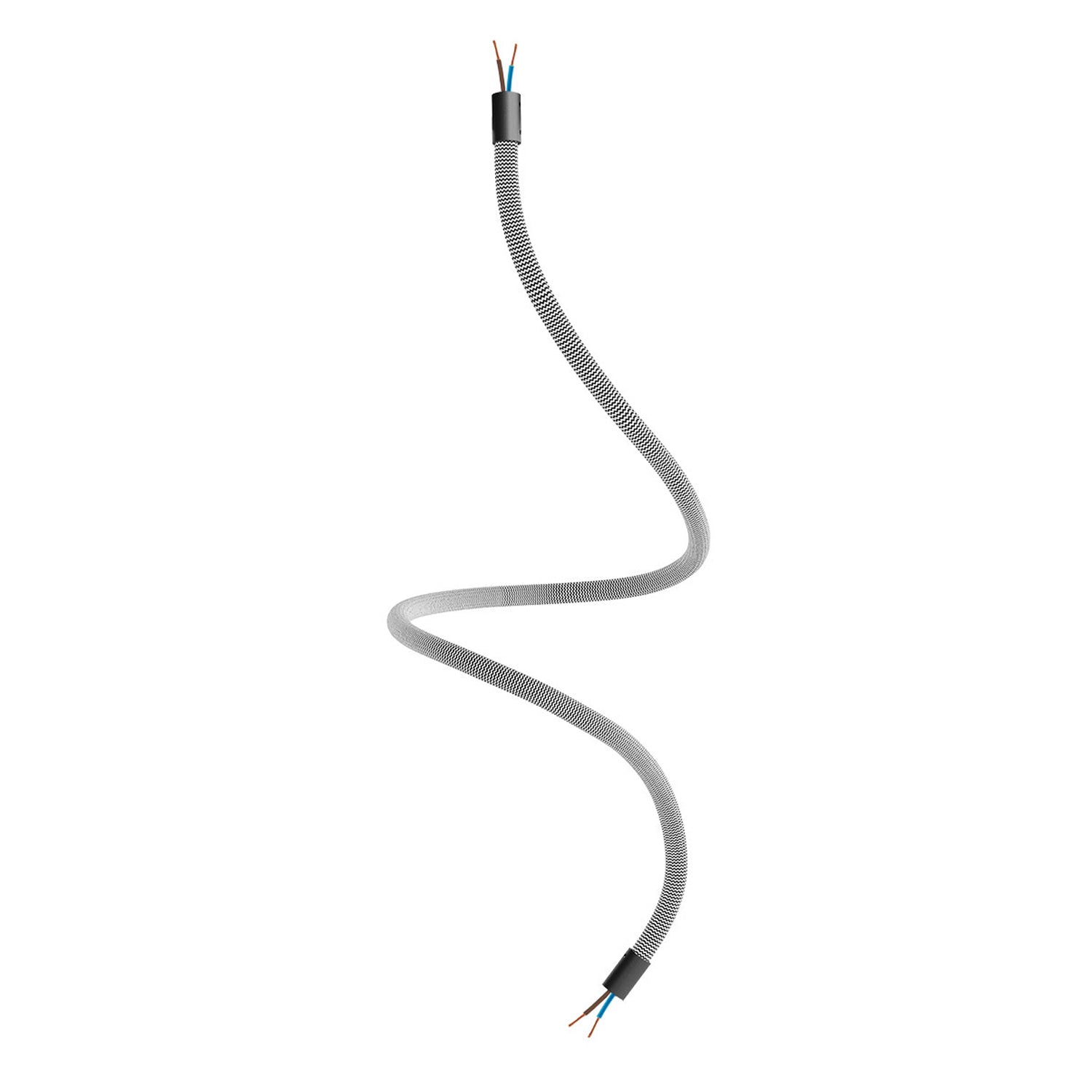Kit Creative Flex tubo flessibile di estensione rivestito in tessuto RZ04 Nero Bianco con terminali metallici Nero 90 cm