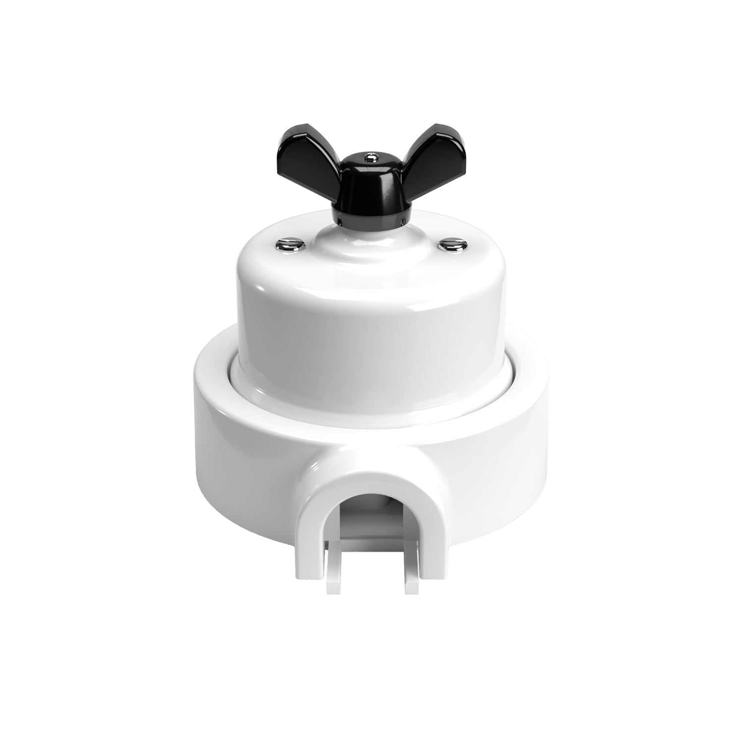 Kit interruttore/deviatore con dado a farfalla e base per Creative-Tubes in porcellana bianca Nero 1