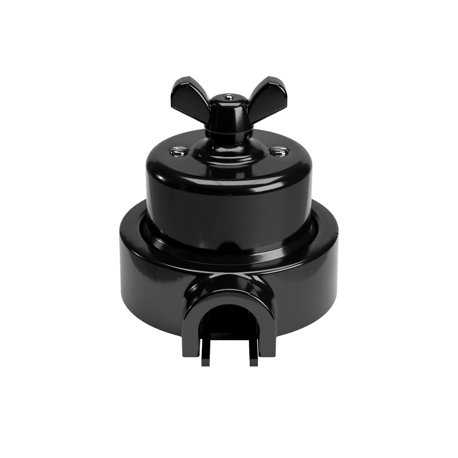 Kit interruttore/deviatore con dado a farfalla e base per Creative-Tubes in porcellana nera Nero 1