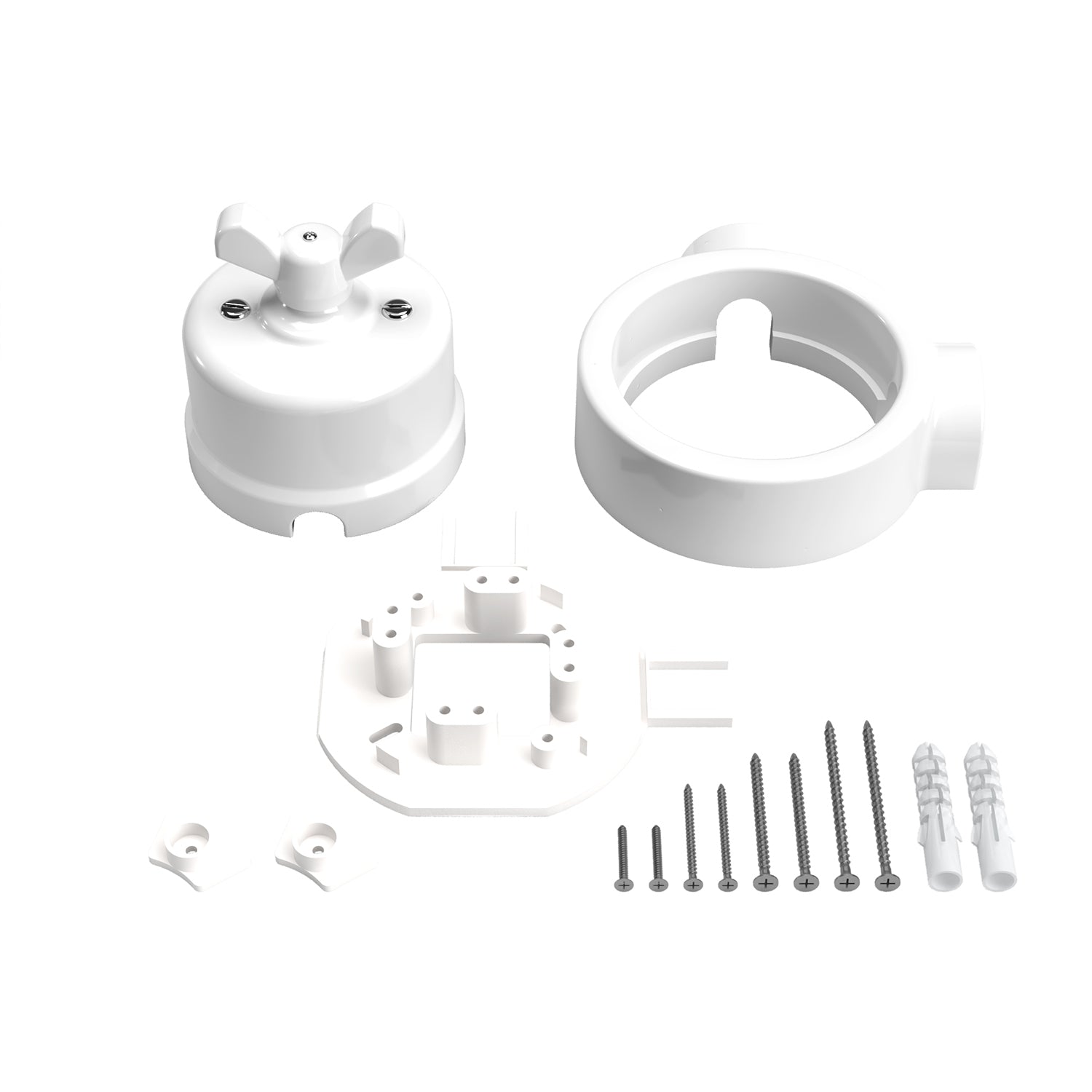 Kit interruttore/deviatore con dado a farfalla e base per Creative-Tubes in porcellana bianca Bianco 2