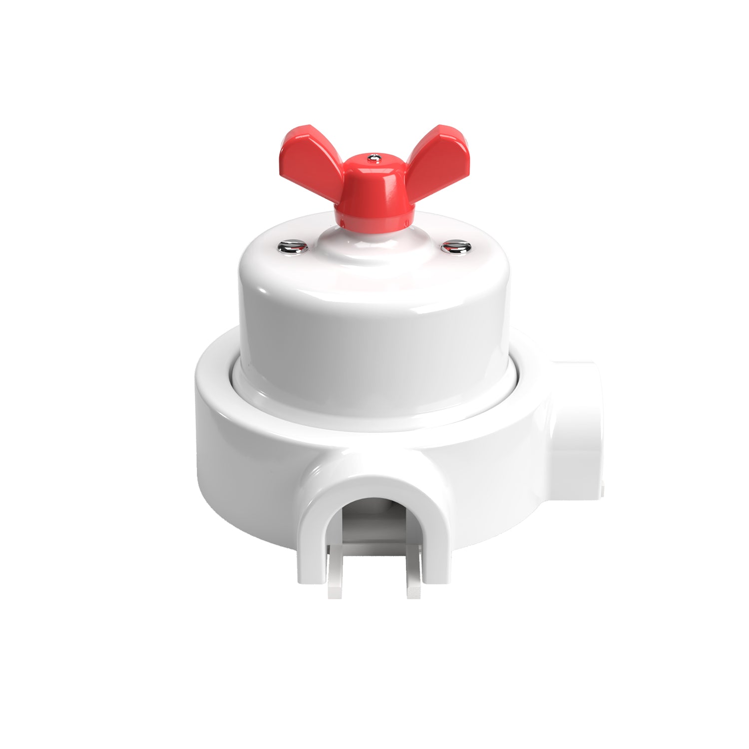 Kit interruttore/deviatore con dado a farfalla e base per Creative-Tubes in porcellana bianca Rosso 2