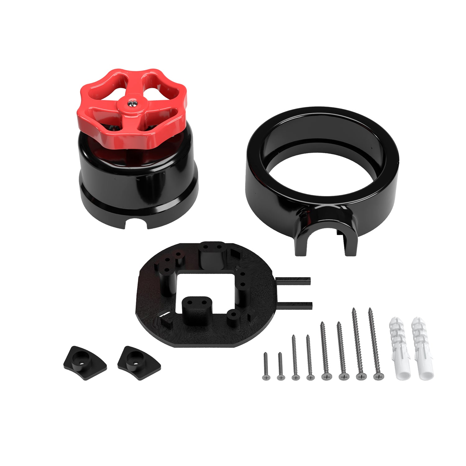 Kit interruttore/deviatore con manopola e base per Creative-Tubes in porcellana nera Rosso 1