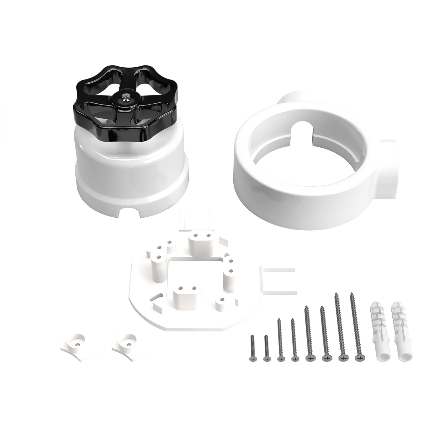 Kit interruttore/deviatore con manopola e base per Creative-Tubes in porcellana bianca Nero 2