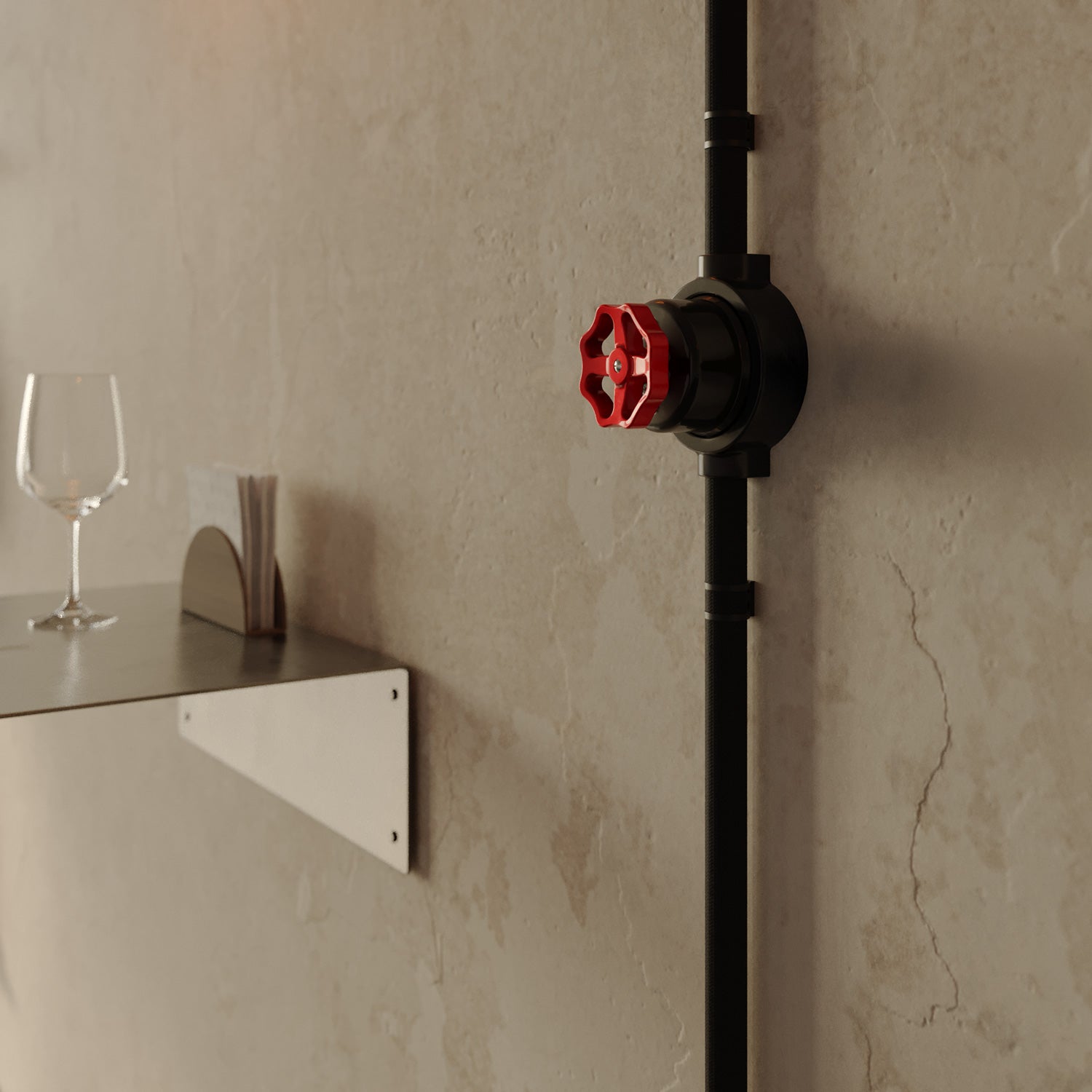 Kit interruttore/deviatore con manopola e base per Creative-Tubes in porcellana nera Rosso 2 in linea