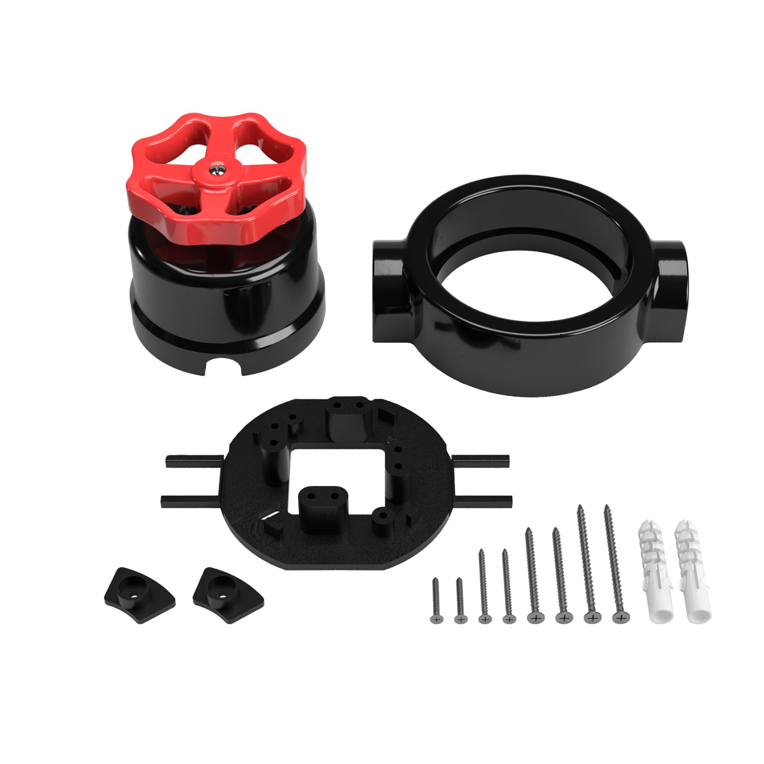 Kit interruttore/deviatore con manopola e base per Creative-Tubes in porcellana nera Rosso 2 in linea