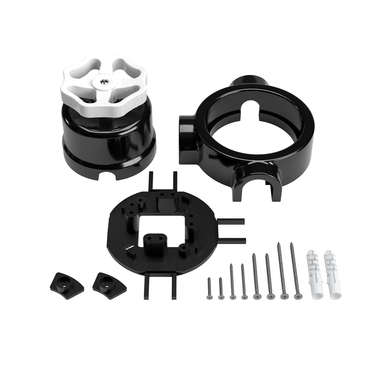 Kit interruttore/deviatore con manopola e base per Creative-Tubes in porcellana nera Bianco 3