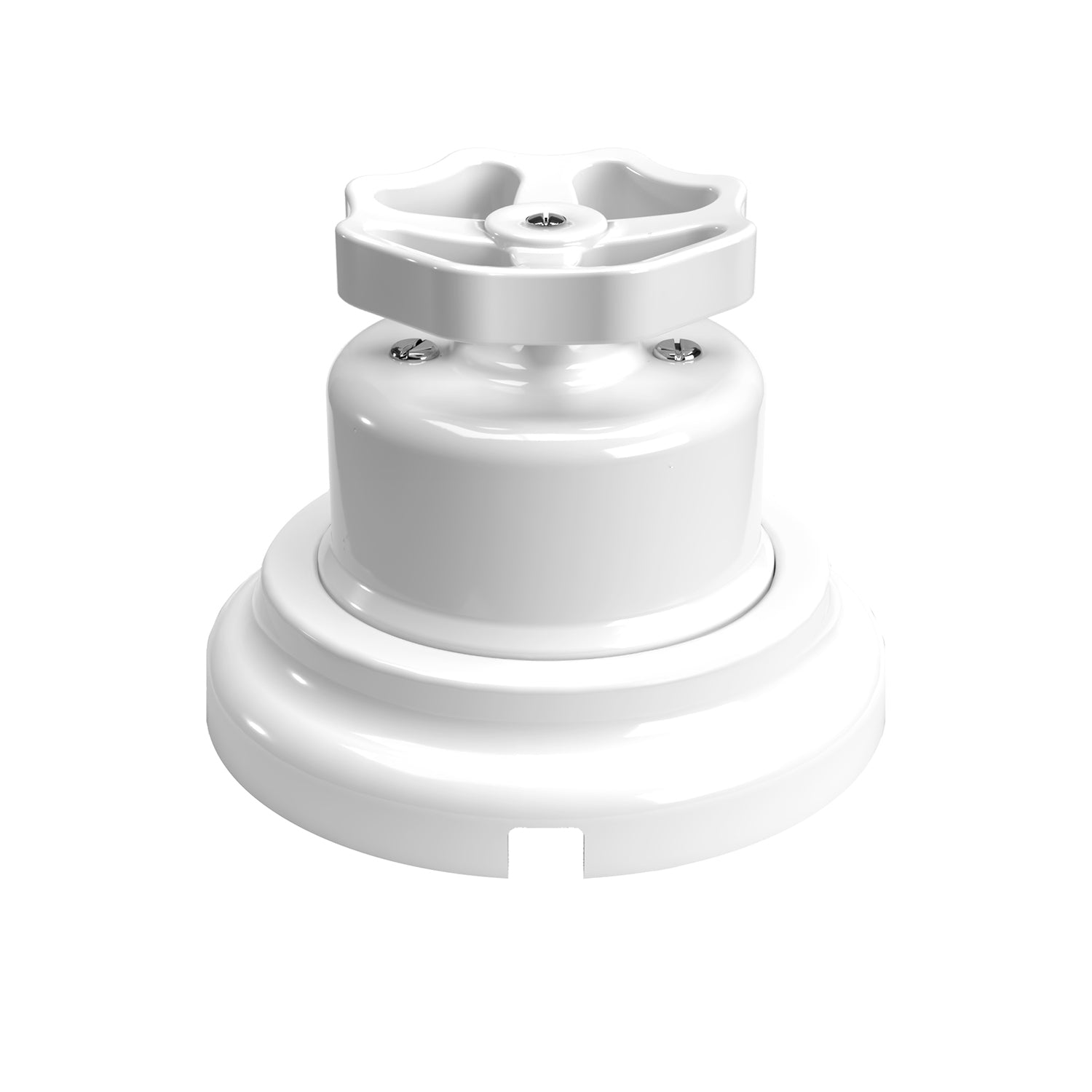Kit interruttore/deviatore con manopola e base in porcellana bianca Bianco