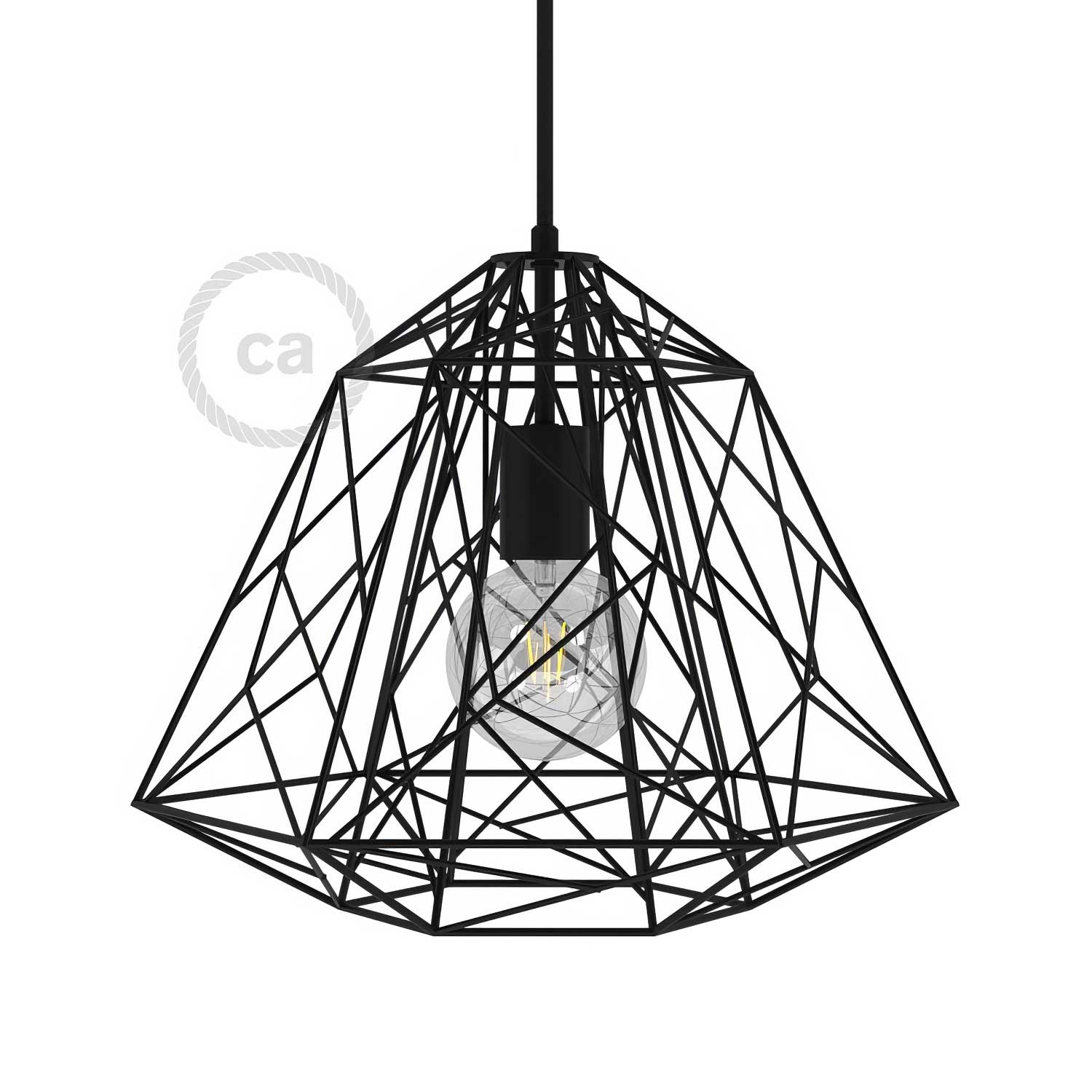 Gabbia XL paralume Apollo in metallo con portalampada E27 - Nero