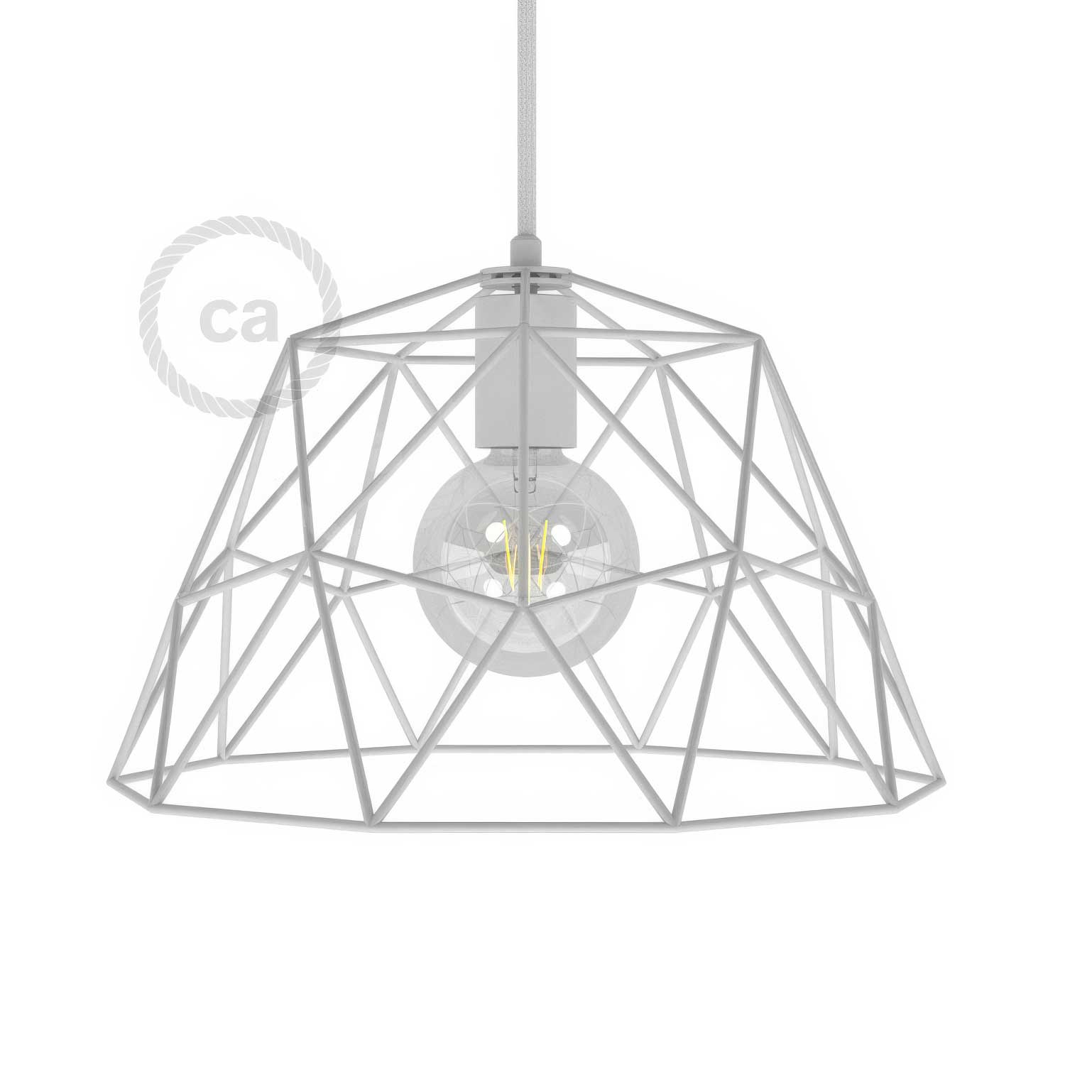 Gabbia XL paralume Dome in metallo con portalampada E27 - Bianco