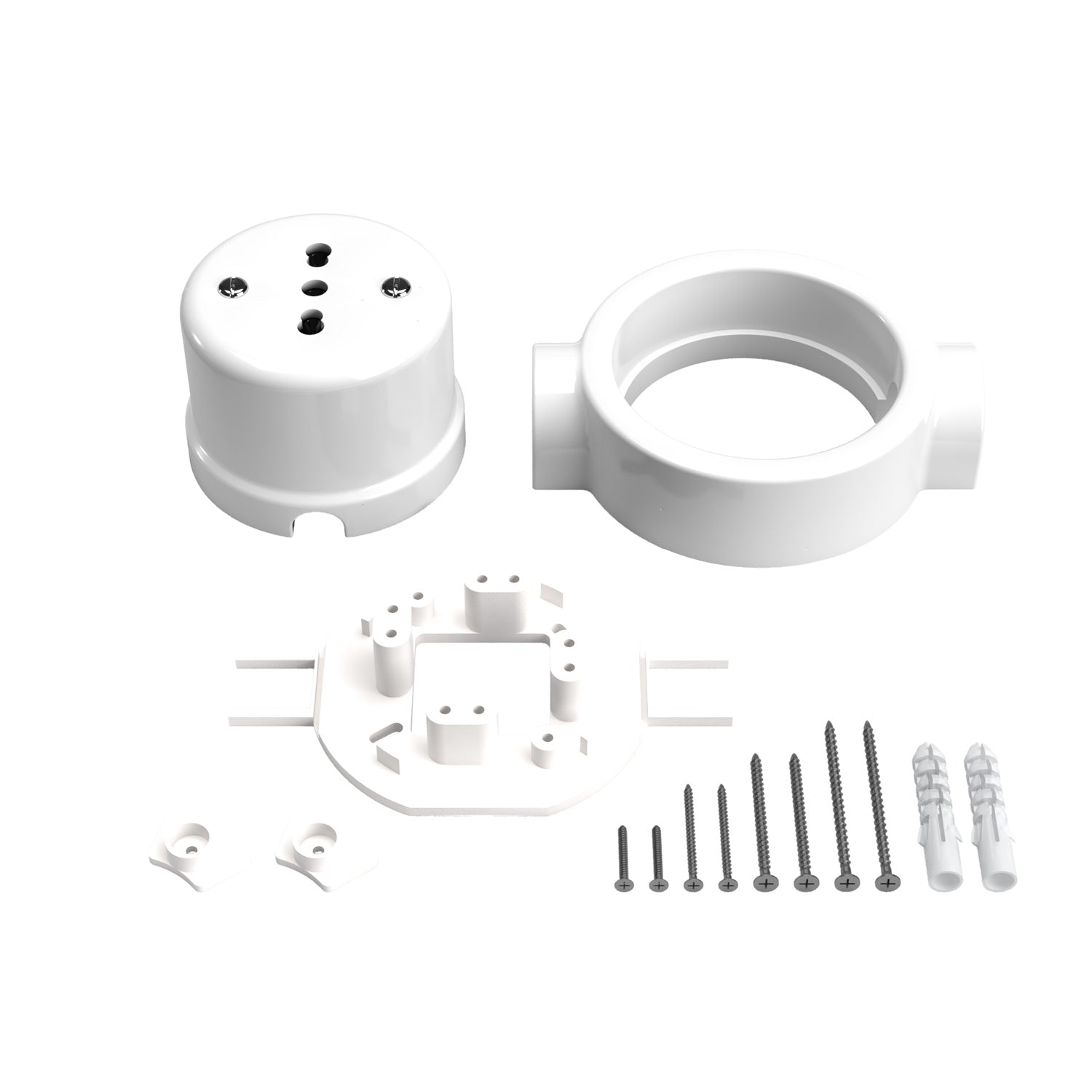 Kit presa bipasso italiana 10/16A da parete e base per Creative-Tubes in porcellana - Bianco 2 in linea