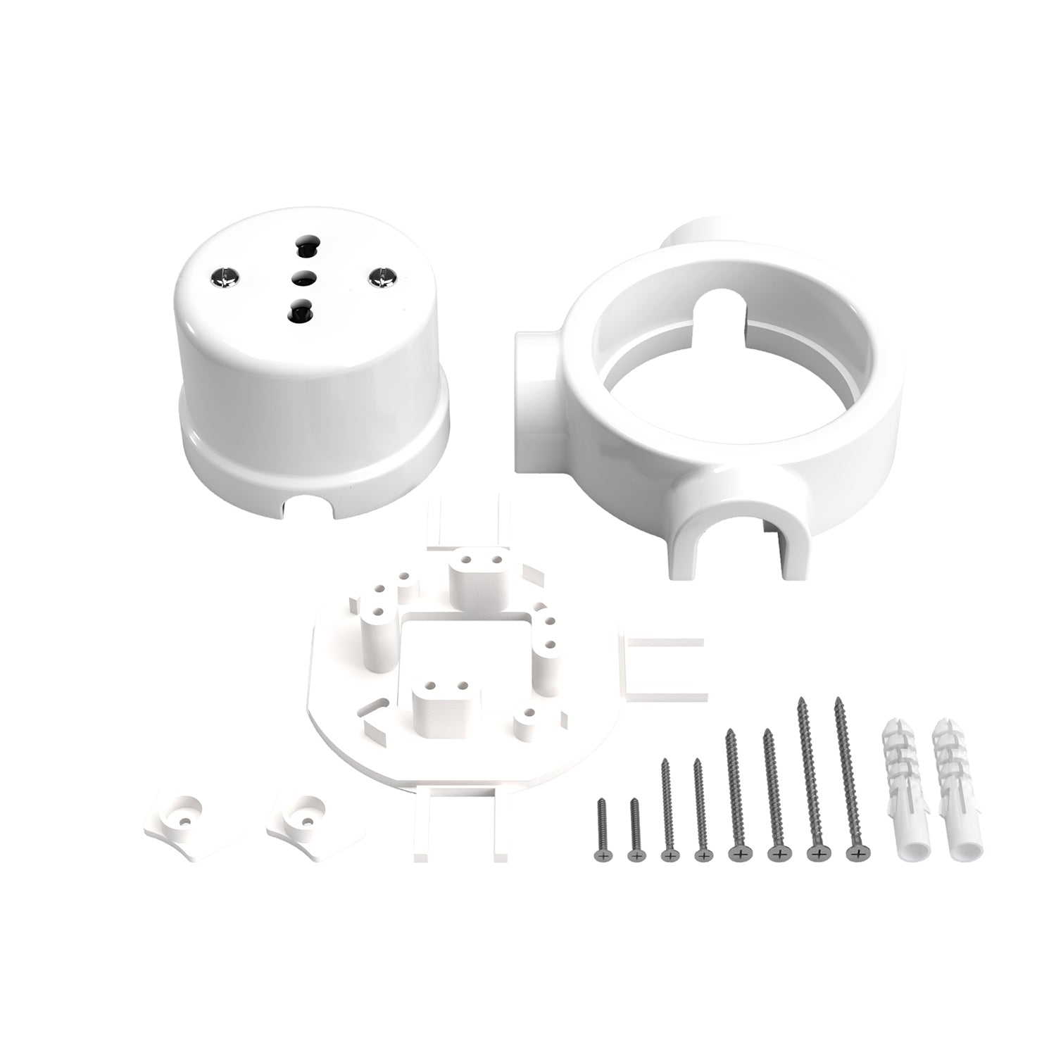 Kit presa bipasso italiana 10/16A da parete e base per Creative-Tubes in porcellana - Bianco 3