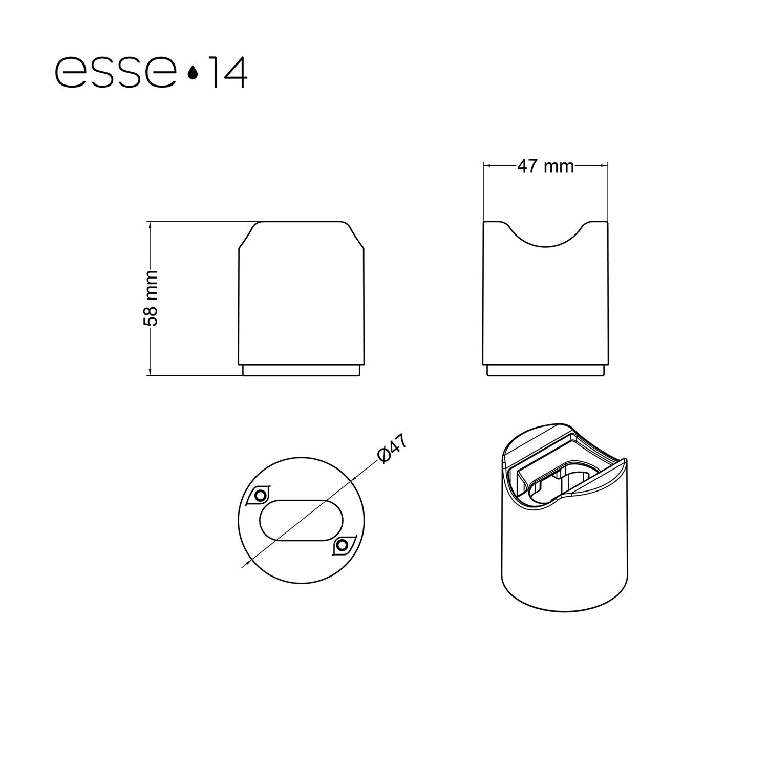 Lampada esse14 da parete o soffitto per lampadina LED S14d - Waterproof IP44 - Bianco