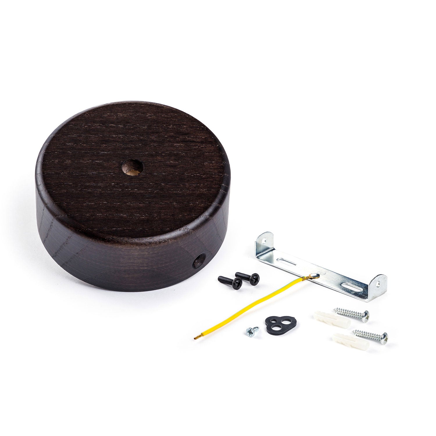 Kit Mini rosone cilindrico in legno a 1 foro centrale - Effetto Wengé