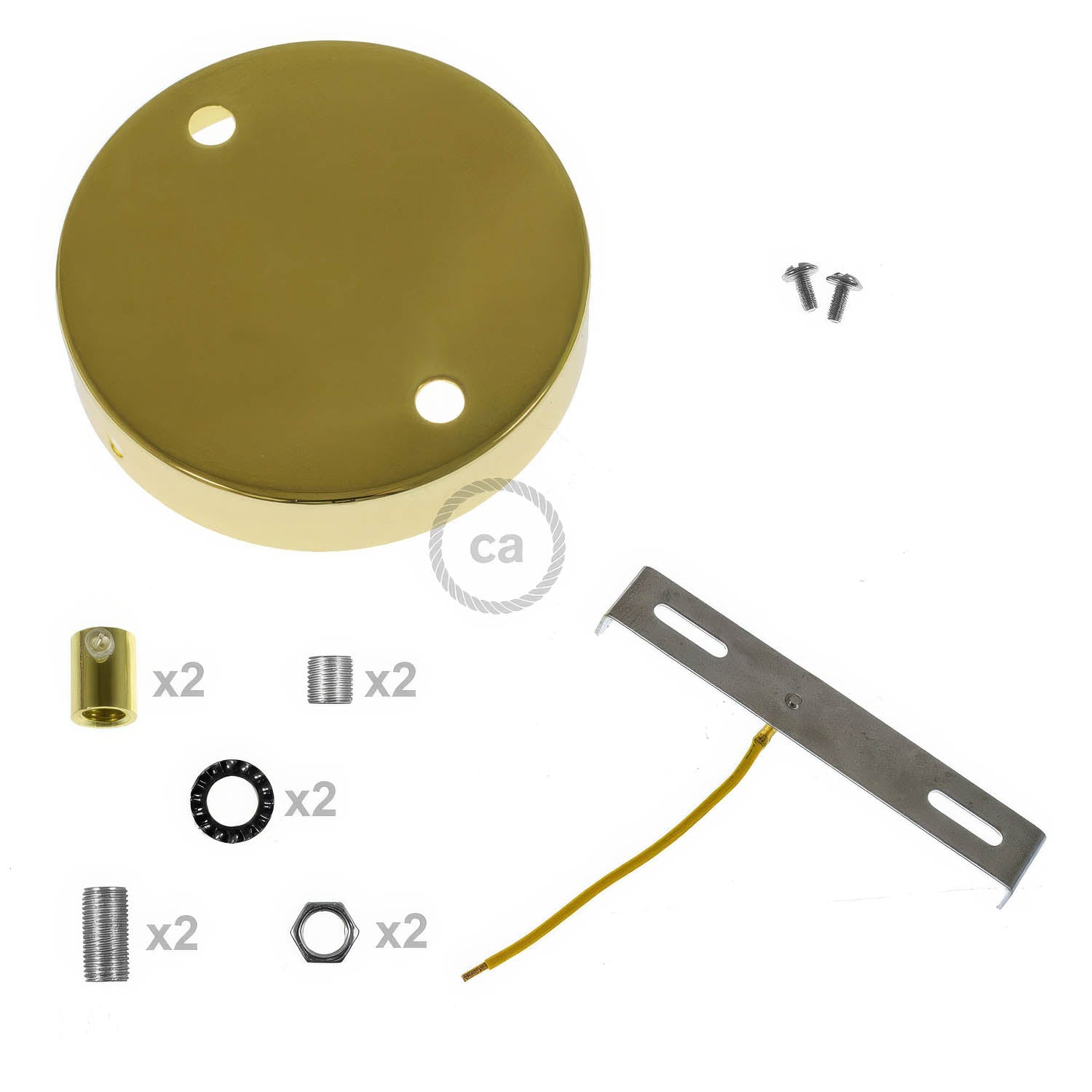 Kit rosone cilindrico in metallo a 2 fori - Ottone Cilindrico