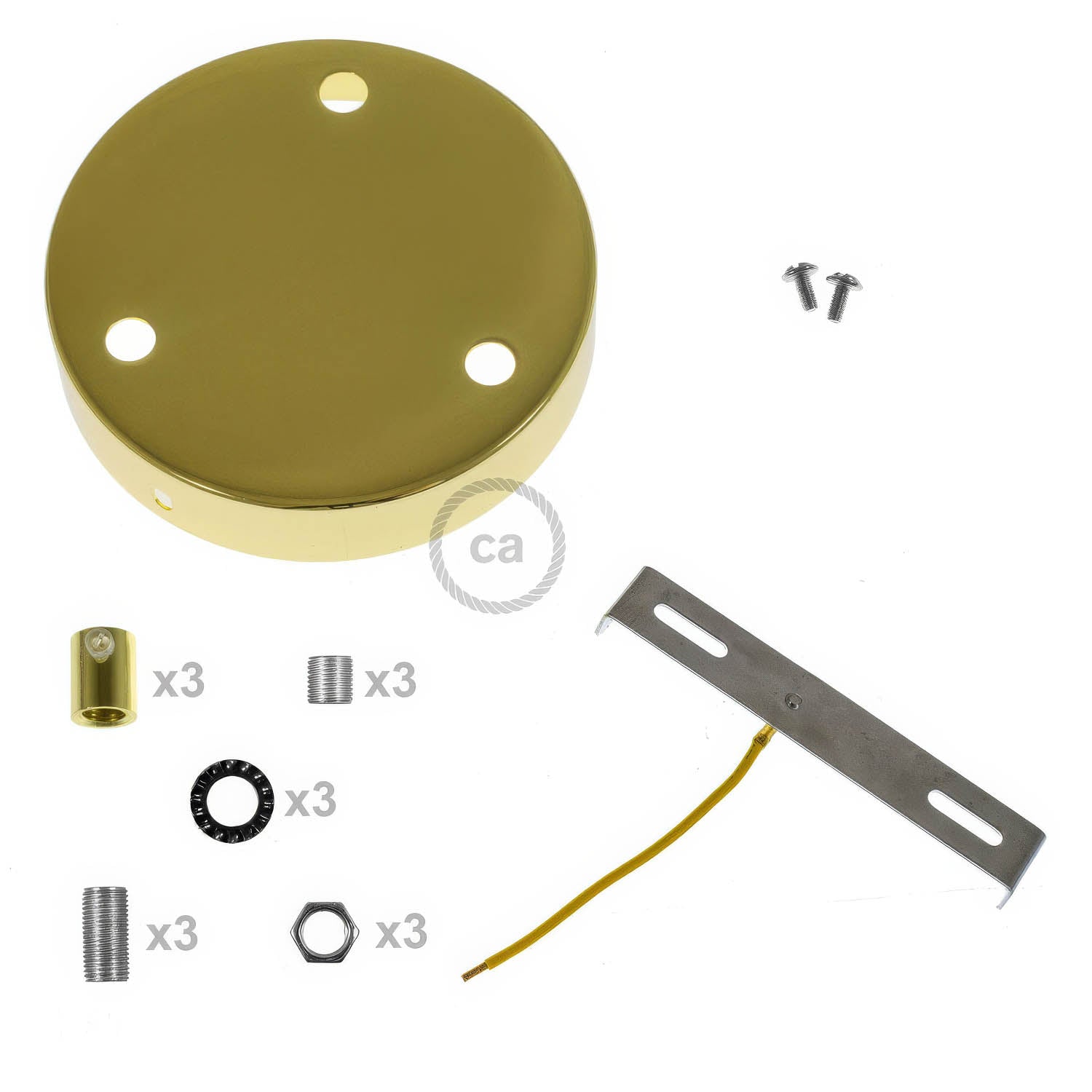 Kit rosone cilindrico in metallo a 3 fori - Ottone Cilindrico