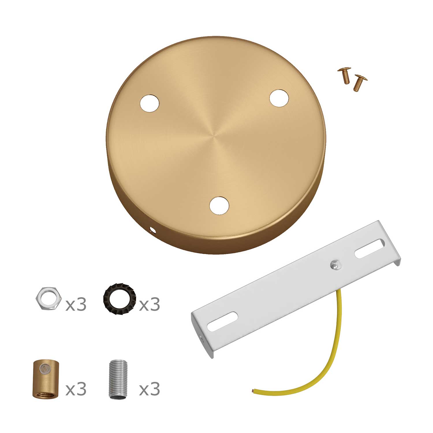 Kit rosone cilindrico in metallo a 3 fori - Bronzo satinato Cilindrico