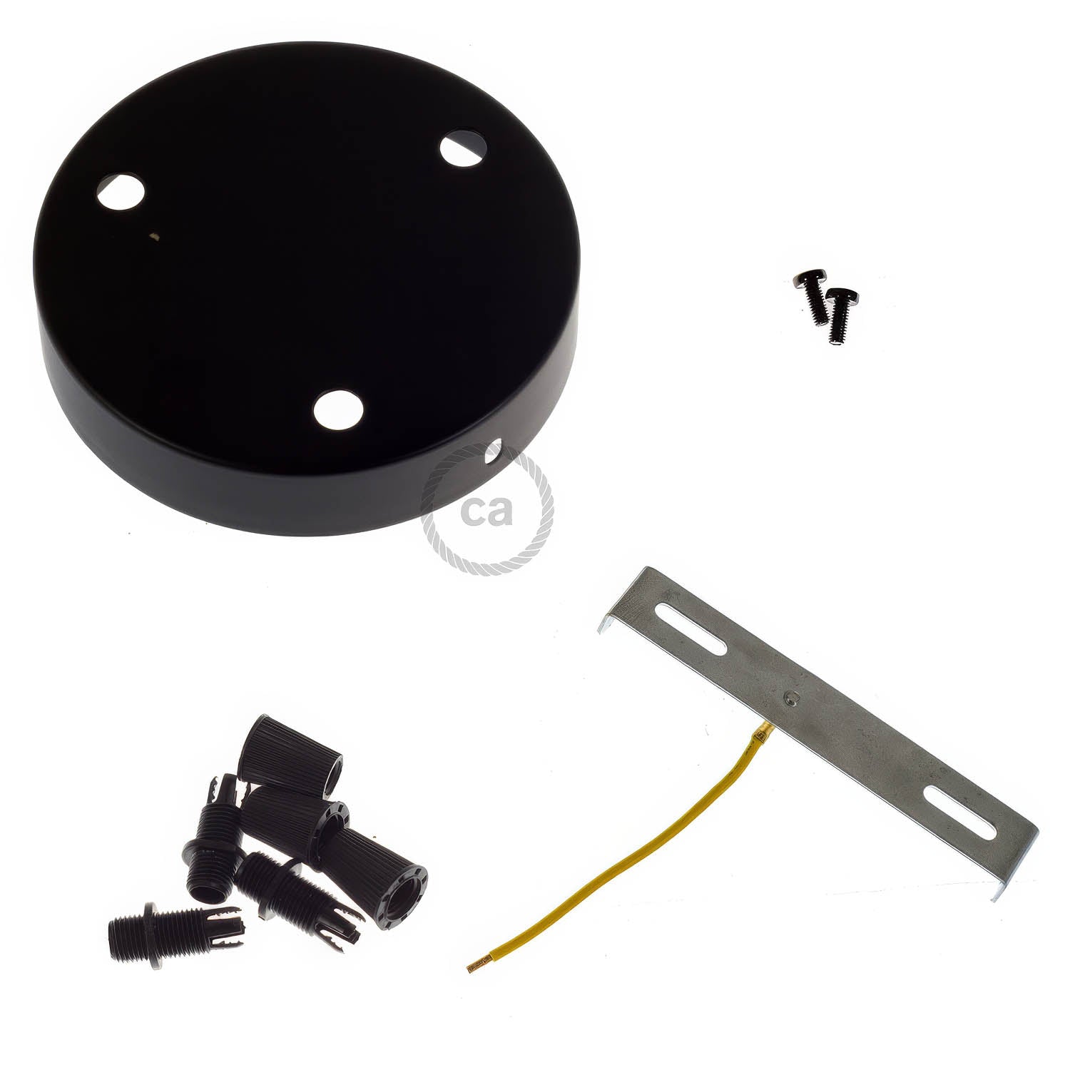 Kit rosone cilindrico in metallo a 3 fori - Nero Conico