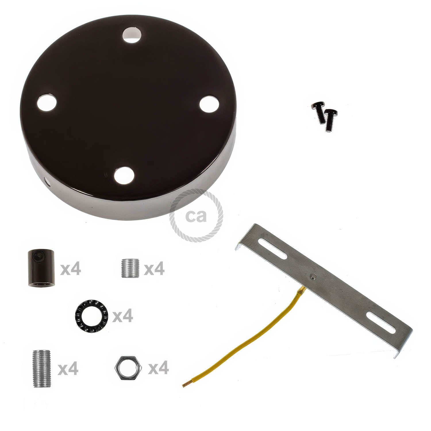 Kit rosone cilindrico in metallo a 4 fori - Nero perla Cilindrico