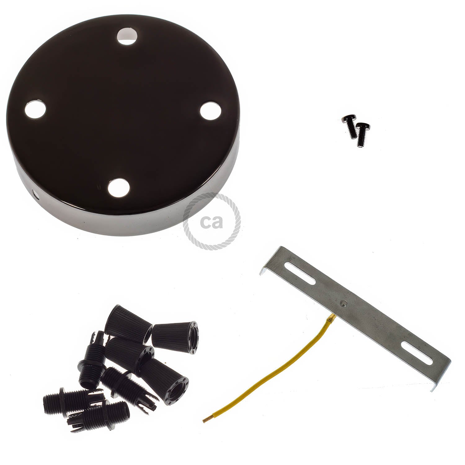 Kit rosone cilindrico in metallo a 4 fori - Nero perla Conico