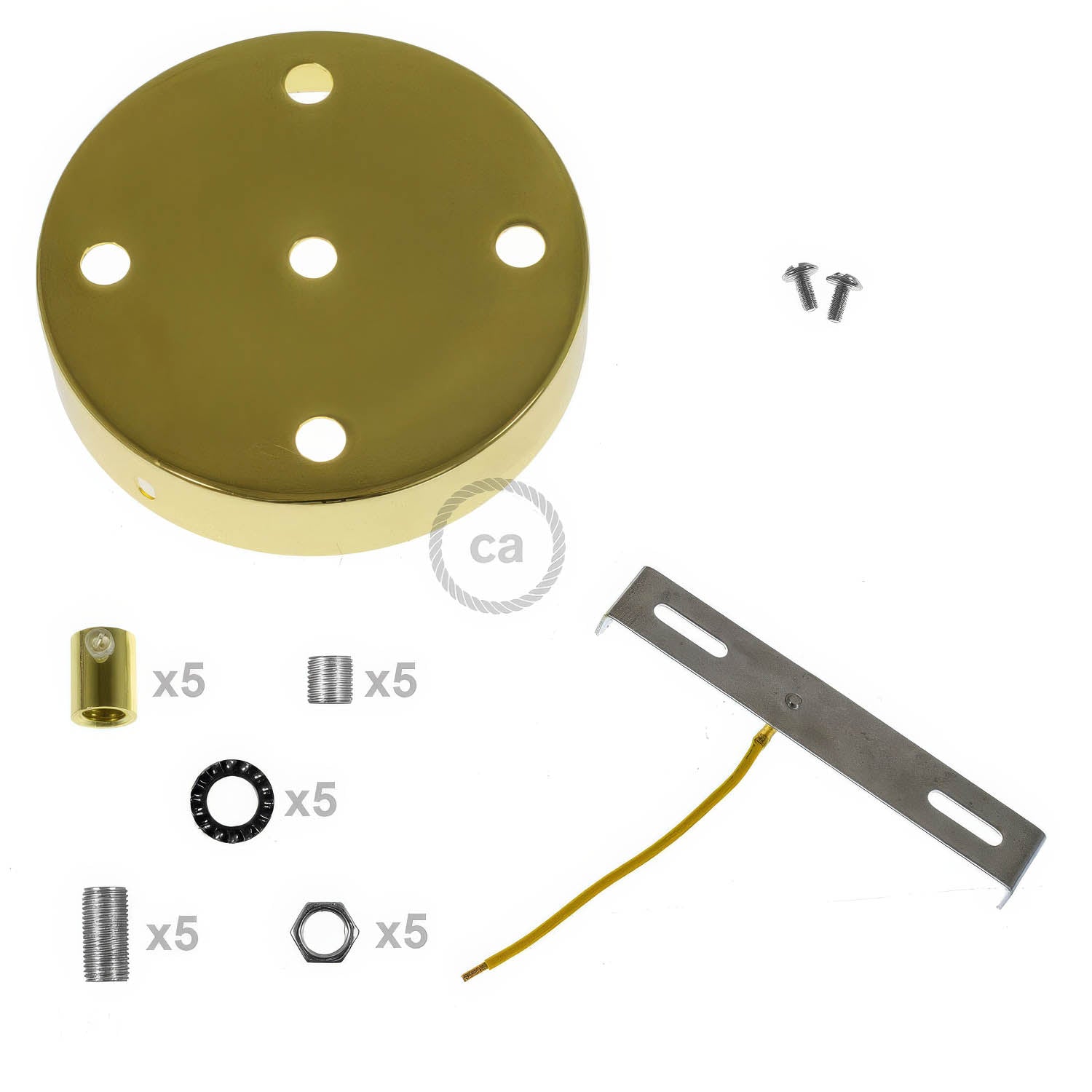 Kit rosone cilindrico in metallo a 5 fori - Ottone Cilindrico