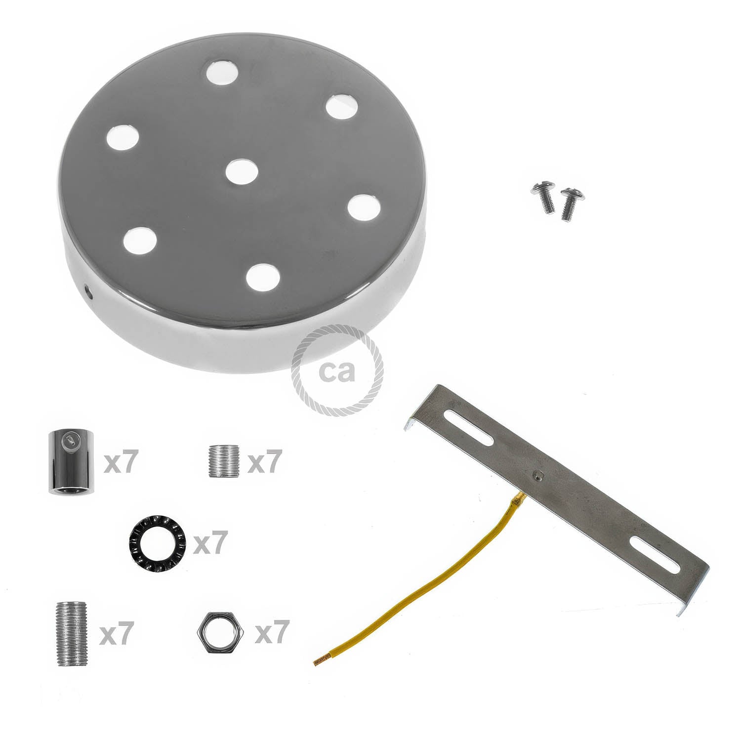 Kit rosone cilindrico in metallo a 7 fori - Cromo Cilindrico
