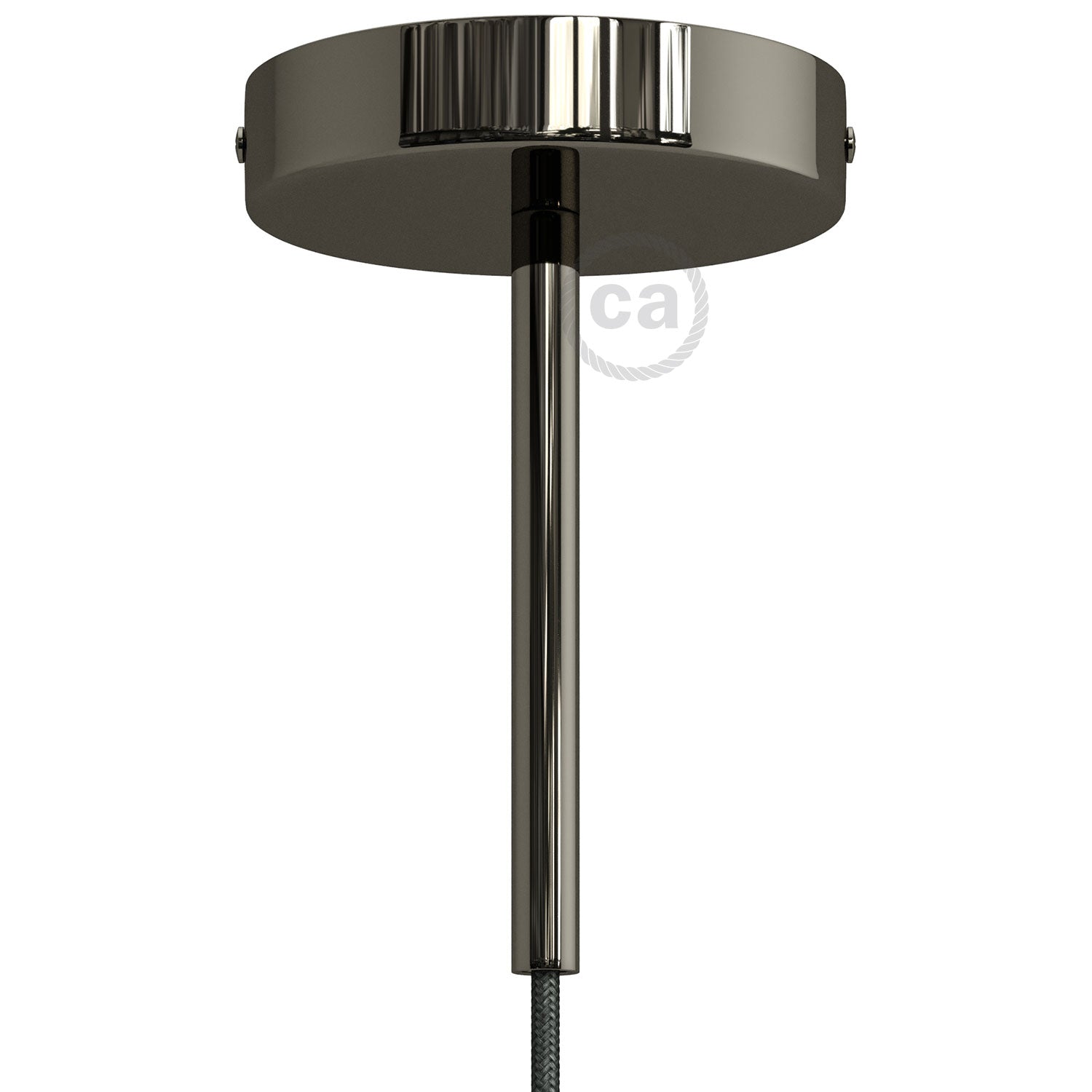 Kit rosone cilindrico in metallo con serracavo da 15 cm - Nero perla