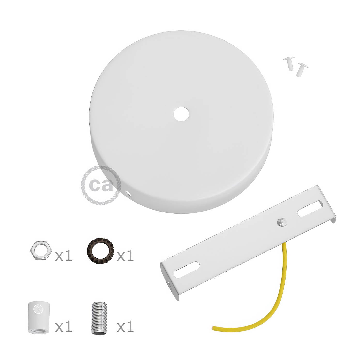 Kit rosone cilindrico in metallo - Bianco opaco Cilindrico