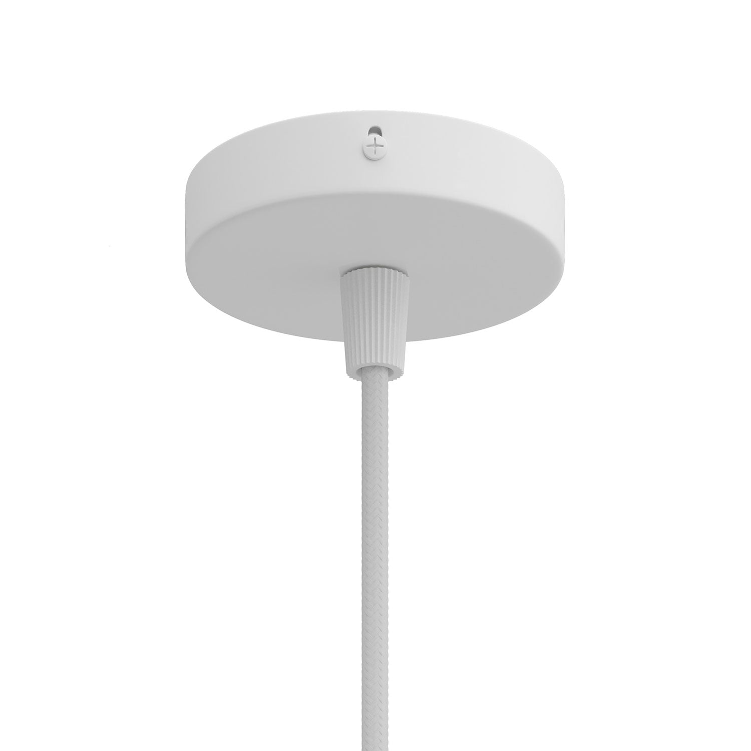 Kit Mini Rosone cilindrico in metallo a 1 foro centrale - Bianco opaco Conico