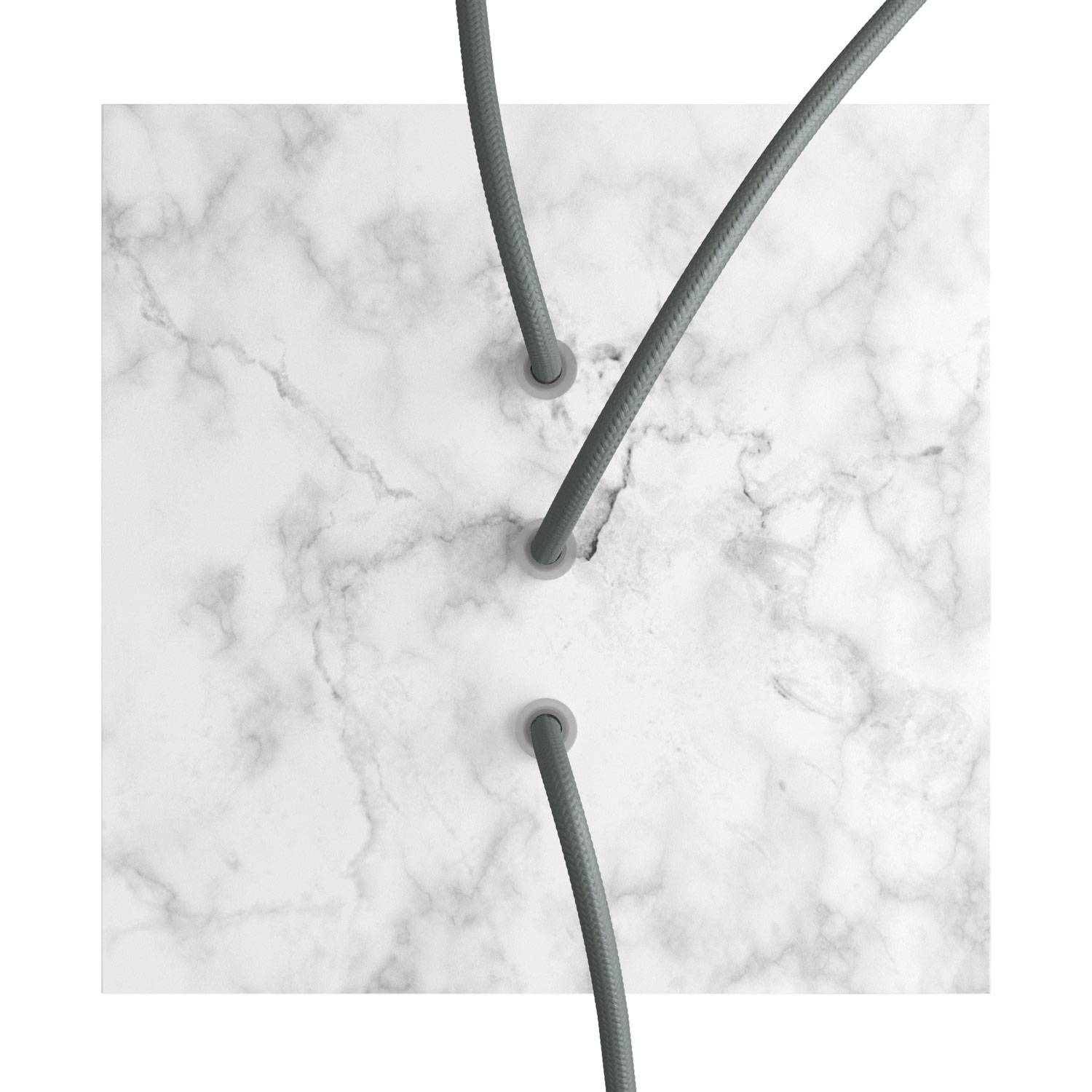 Rosone Rose-One quadrato, 200 mm con 3 fori in linea e 4 fori laterali - Marmo Carrara Bianco