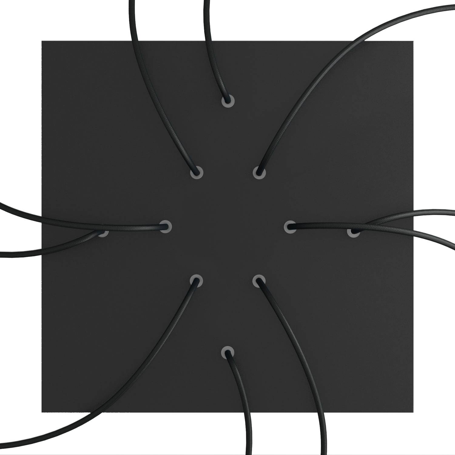 Rosone XXL Rose-One quadrato, 400 mm con 10 fori e 4 fori laterali - Nero opaco Bianco