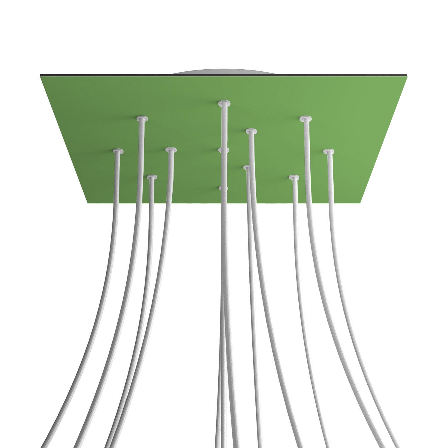 Rosone XXL Rose-One quadrato, 400 mm con 12 fori e 4 fori laterali - Verde prato Bianco