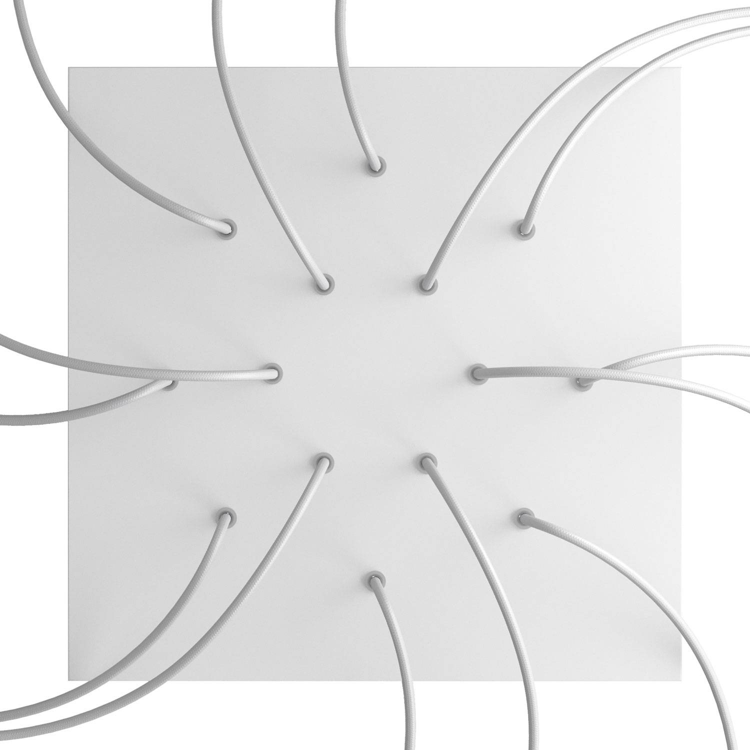 Rosone XXL Rose-One quadrato, 400 mm con 14 fori e 4 fori laterali - Bianco opaco Bianco