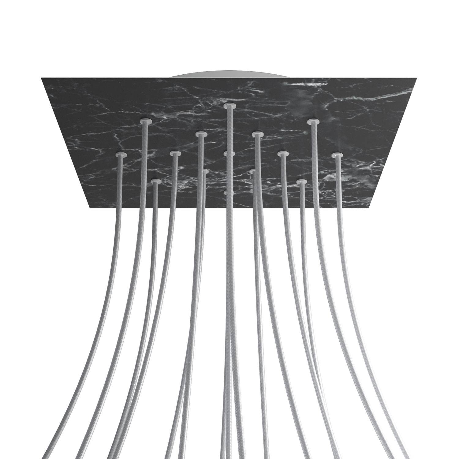 Rosone XXL Rose-One quadrato, 400 mm con 15 fori e 4 fori laterali - Marmo Marquina Bianco