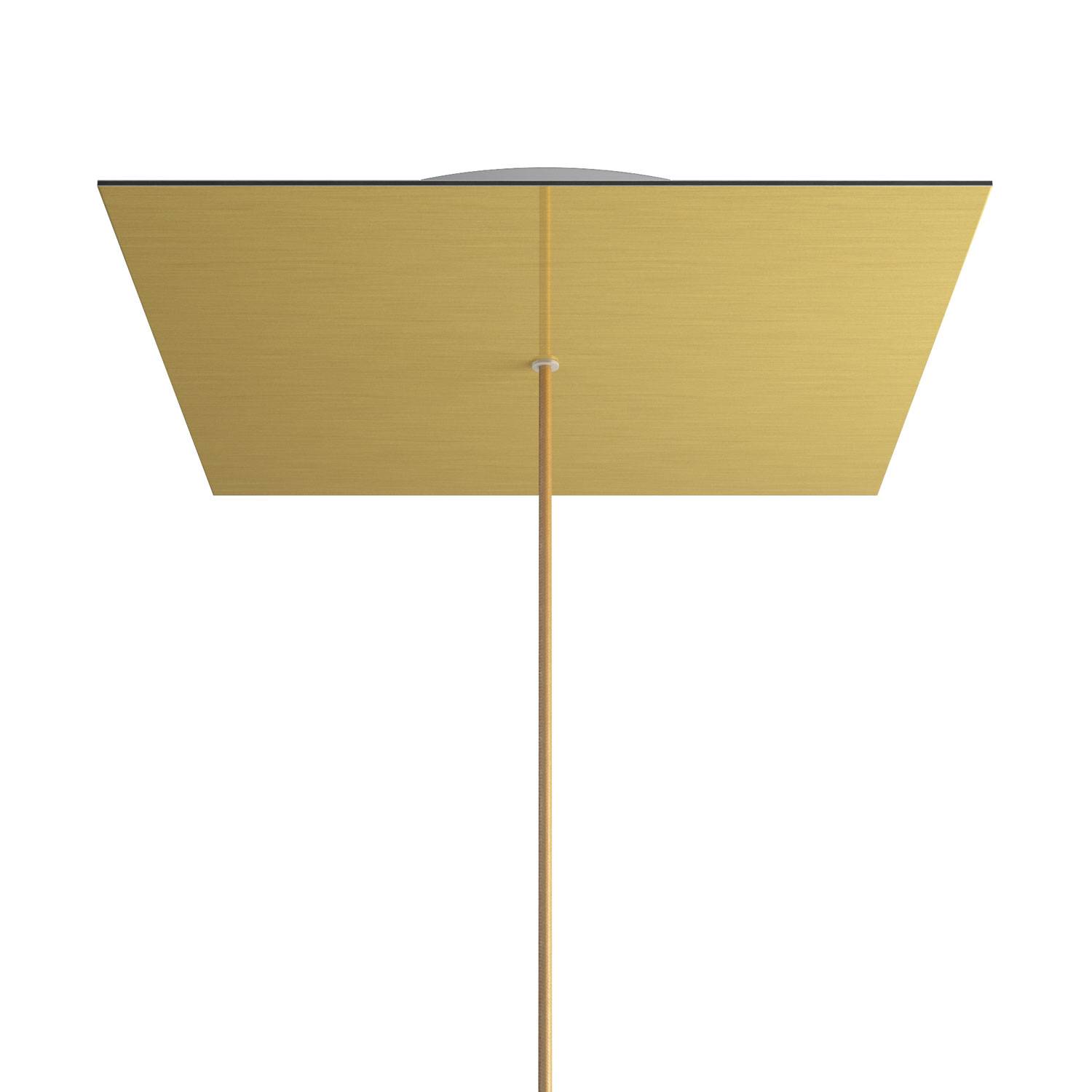 Rosone XXL Rose-One quadrato, 400 mm con 1 foro e 4 fori laterali - Dibond Ottone satinato Bianco