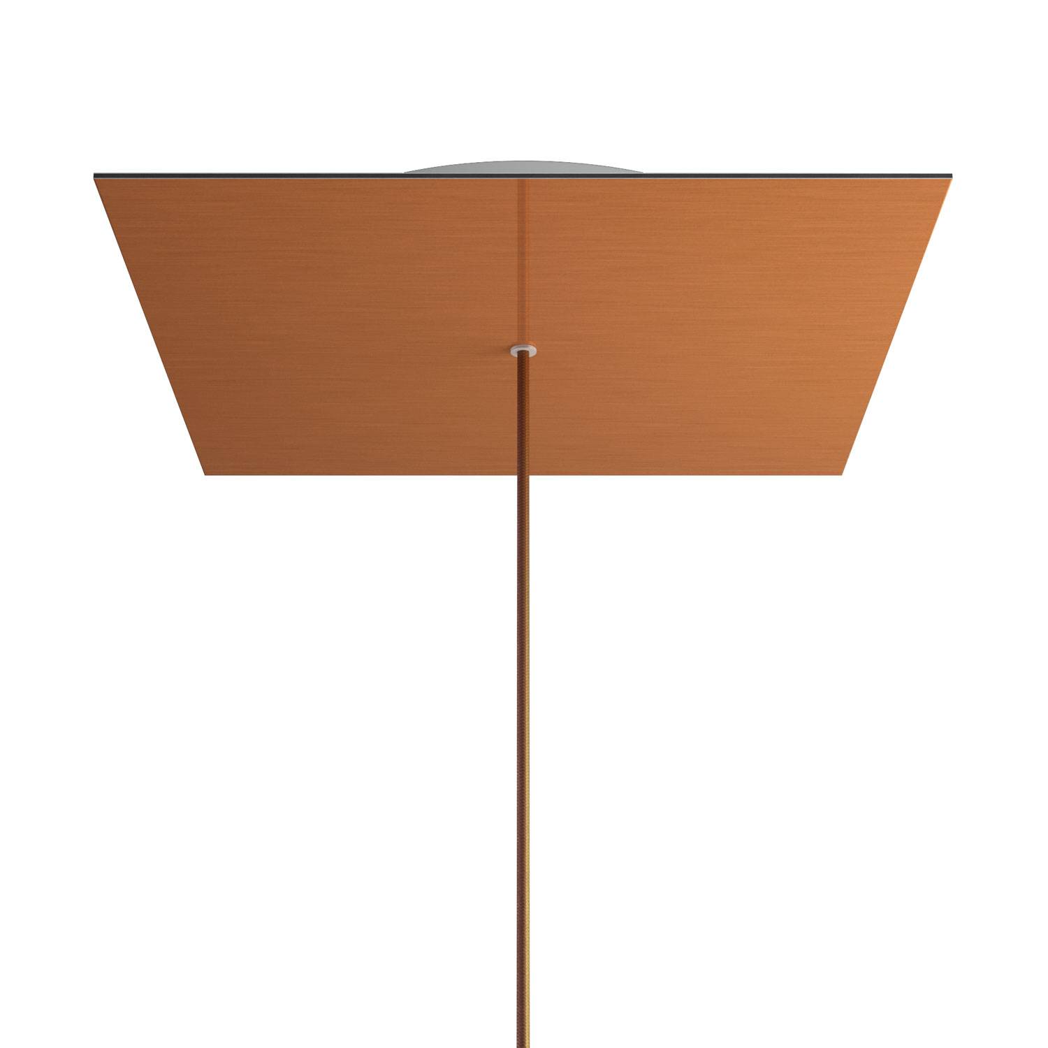 Rosone XXL Rose-One quadrato, 400 mm con 1 foro e 4 fori laterali - Dibond Rame satinato Bianco
