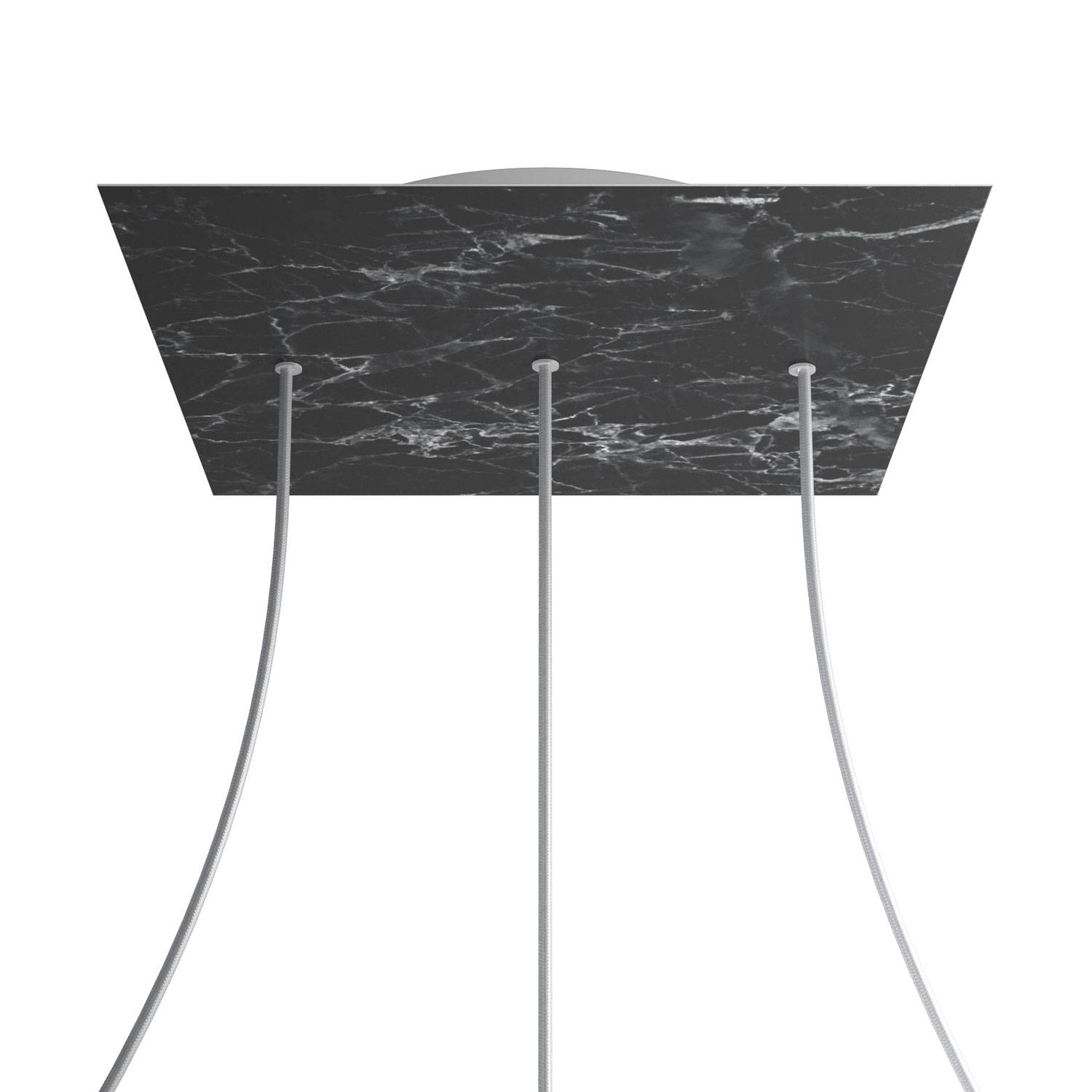Rosone XXL Rose-One quadrato, 400 mm con 3 fori in linea e 4 fori laterali - Marmo Marquina Bianco