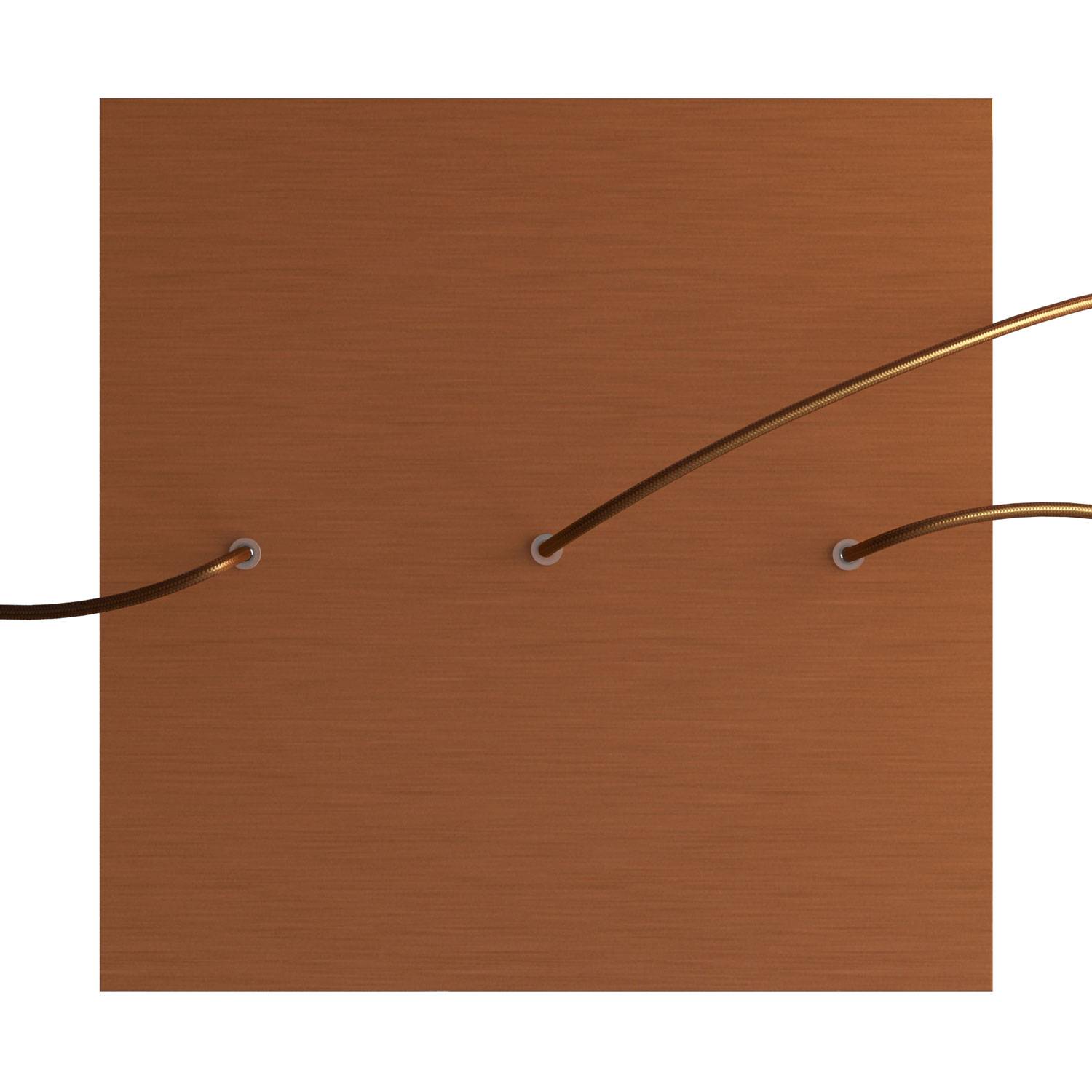 Rosone XXL Rose-One quadrato, 400 mm con 3 fori in linea e 4 fori laterali - Dibond Rame satinato Bianco