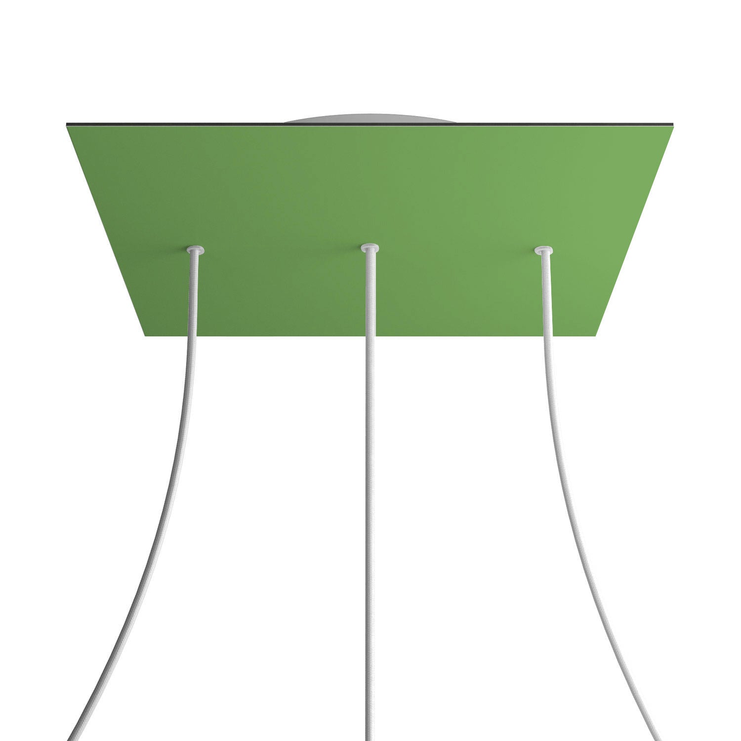 Rosone XXL Rose-One quadrato, 400 mm con 3 fori in linea e 4 fori laterali - Verde prato Bianco