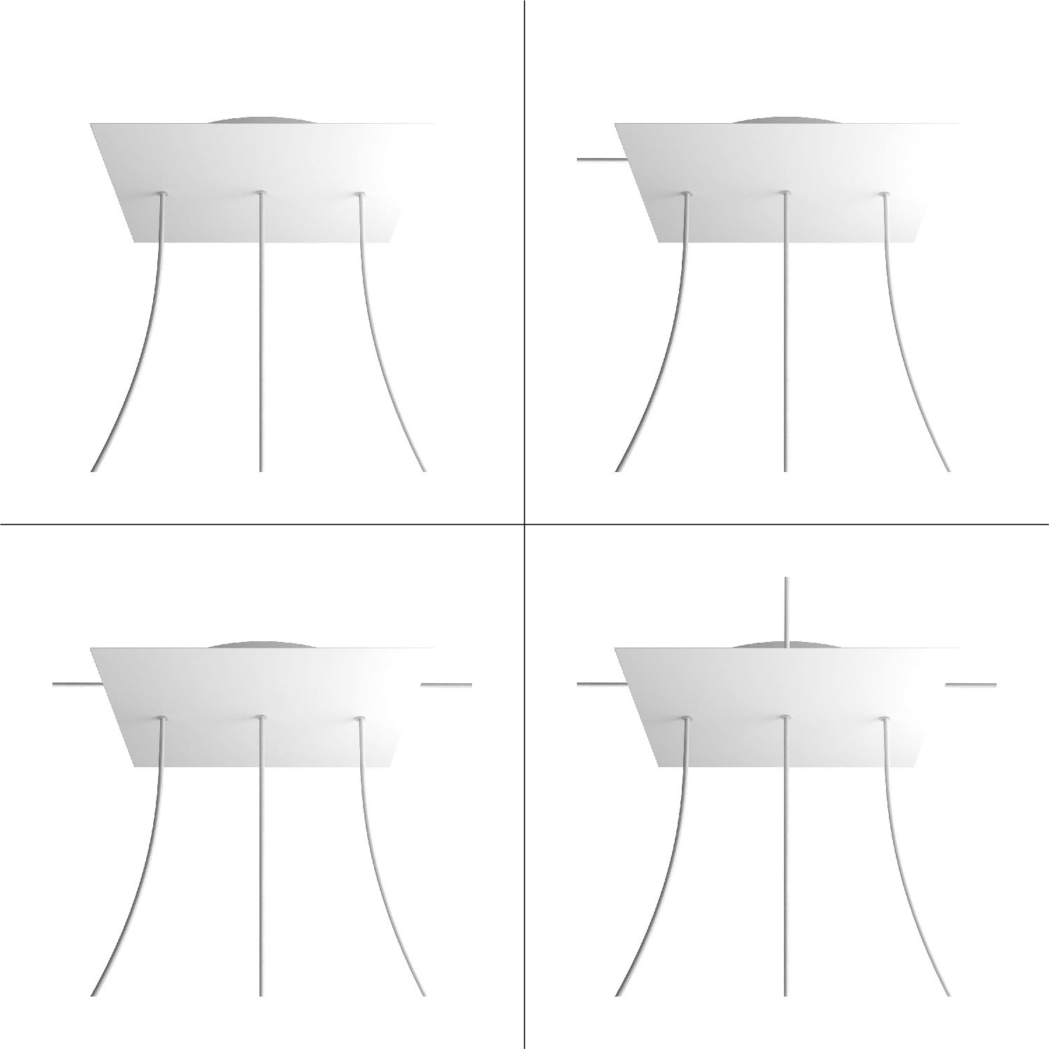Rosone XXL Rose-One quadrato, 400 mm con 3 fori in linea e 4 fori laterali - Marmo Marquina Bianco