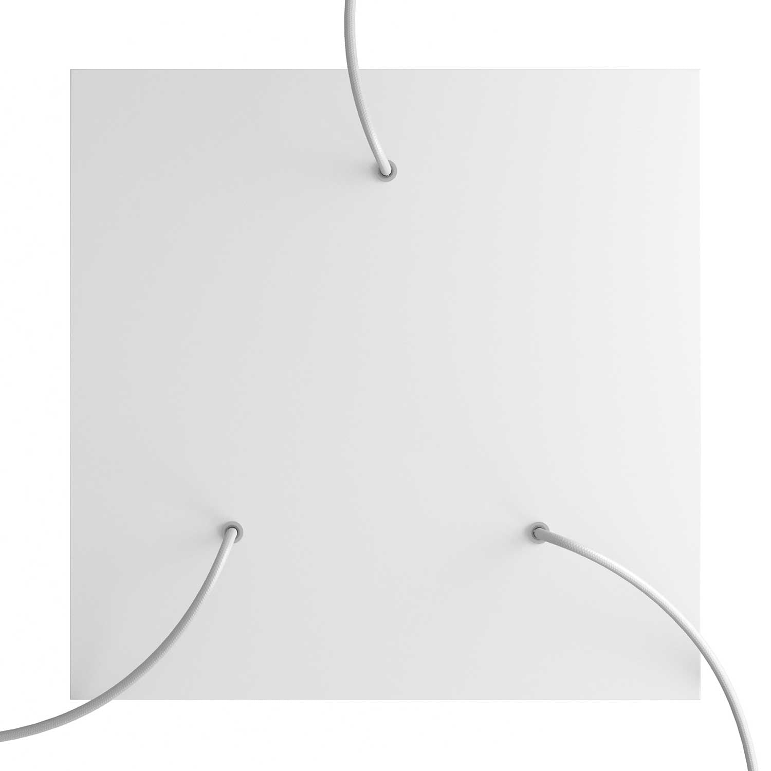 Rosone XXL Rose-One quadrato, 400 mm con 3 fori e 4 fori laterali - Bianco opaco Bianco