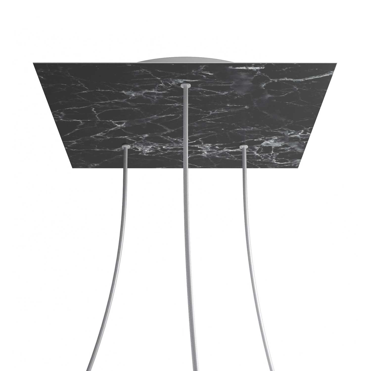 Rosone XXL Rose-One quadrato, 400 mm con 3 fori e 4 fori laterali - Marmo Marquina Bianco