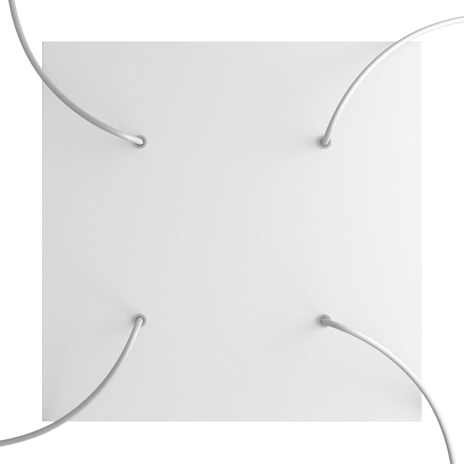 Rosone XXL Rose-One quadrato, 400 mm con 4 fori e 4 fori laterali - Bianco opaco Bianco