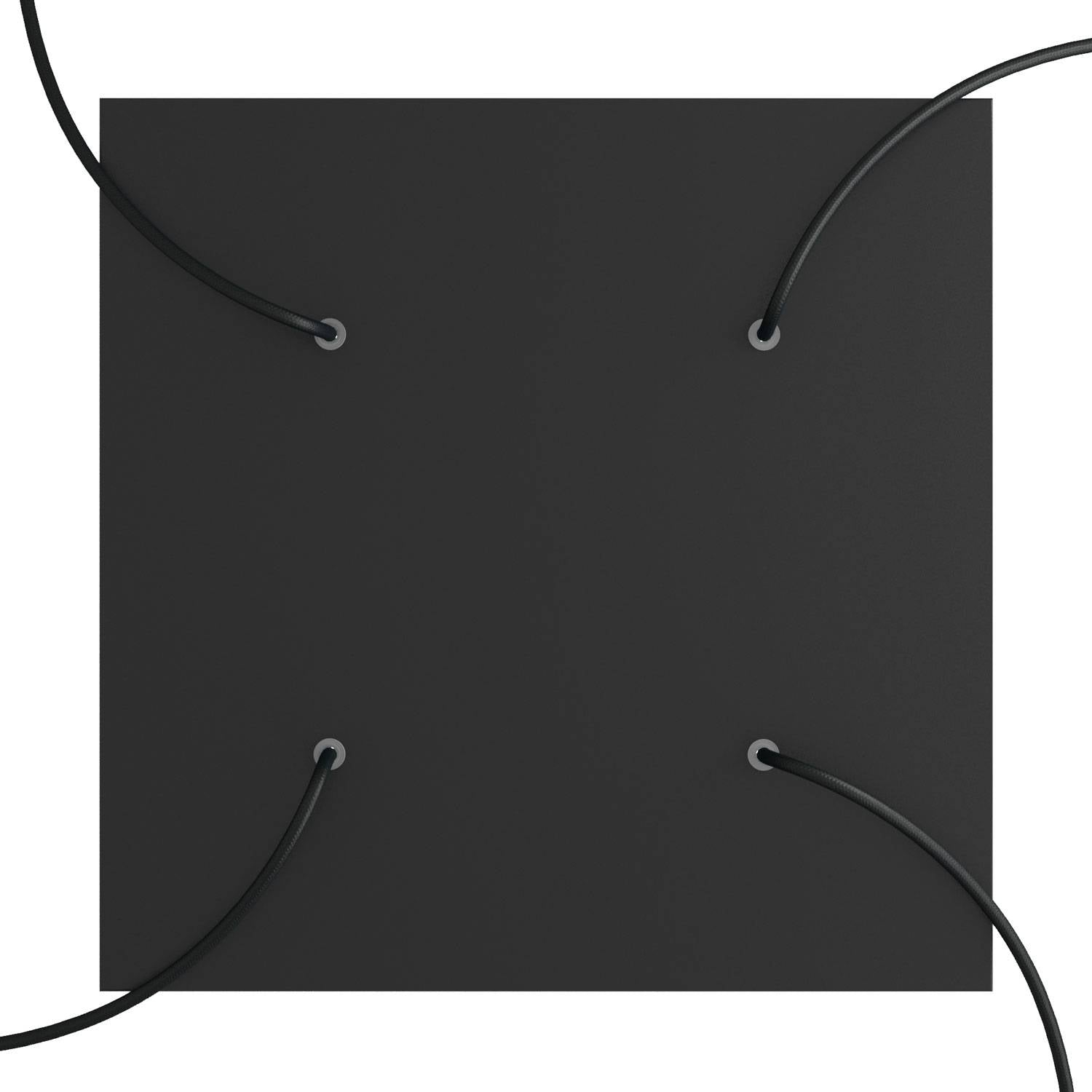 Rosone XXL Rose-One quadrato, 400 mm con 4 fori e 4 fori laterali - Nero opaco Bianco