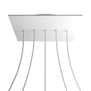 Rosone XXL Rose-One quadrato, 400 mm con 5 fori in linea e 4 fori laterali - Bianco opaco Bianco