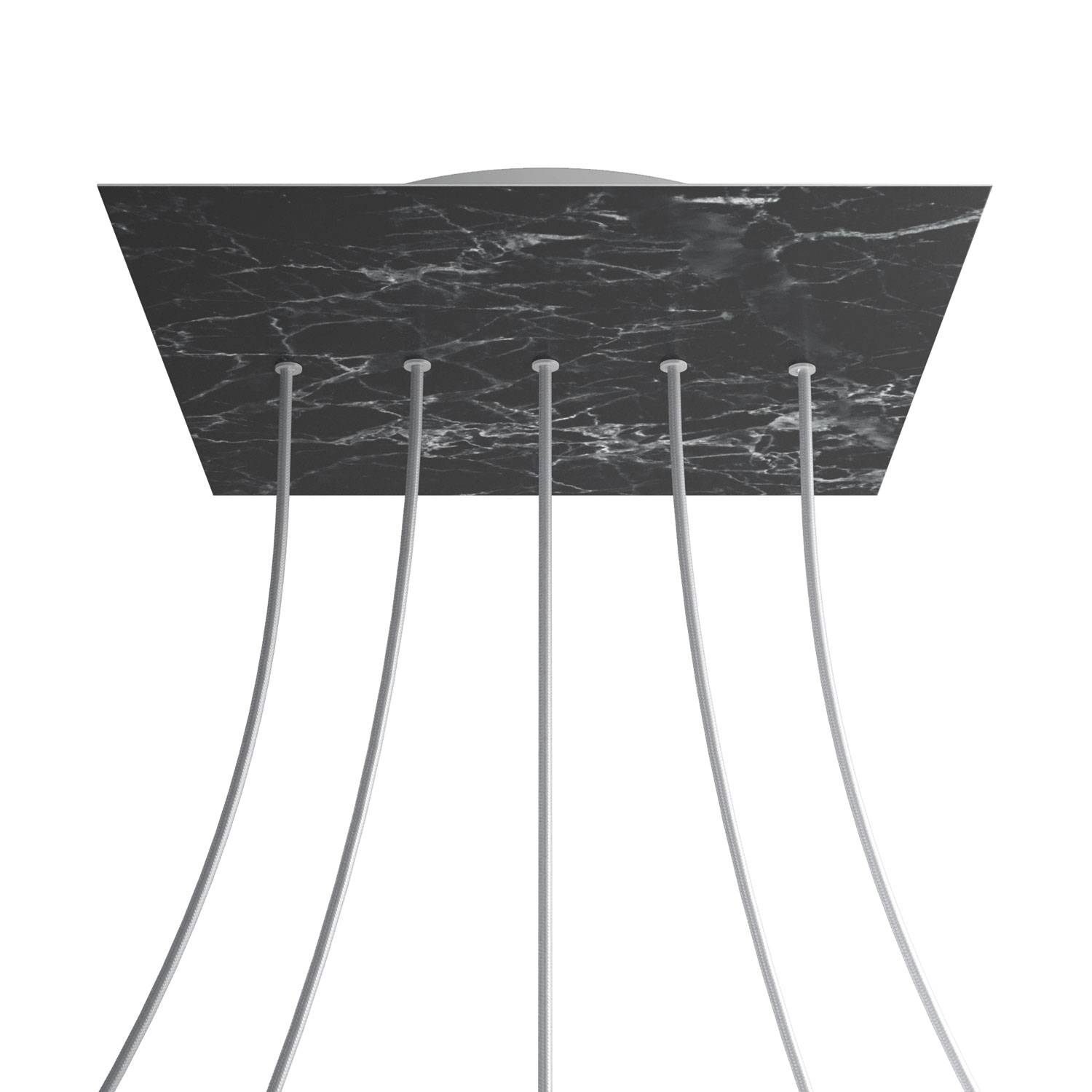 Rosone XXL Rose-One quadrato, 400 mm con 5 fori in linea e 4 fori laterali - Marmo Marquina Bianco
