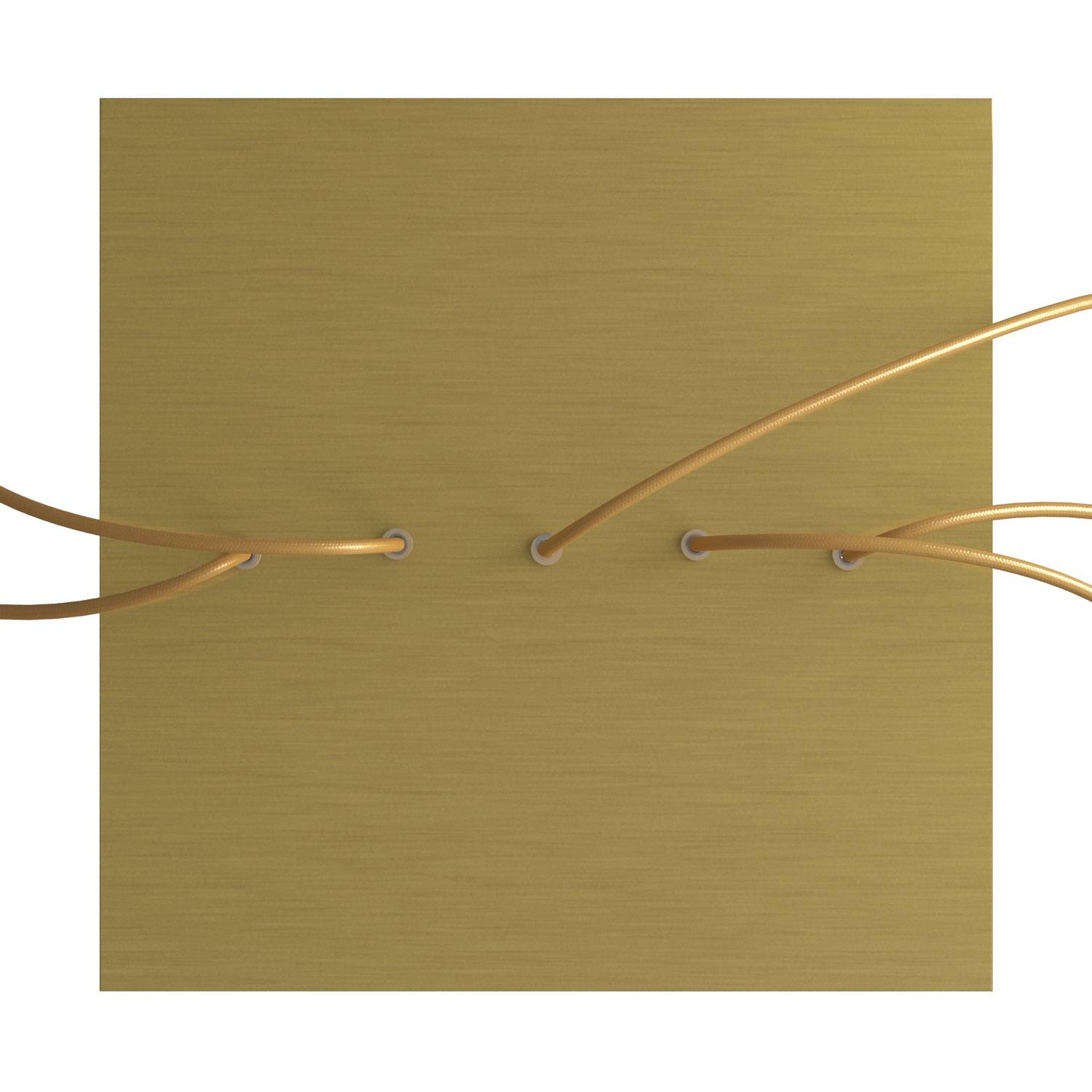 Rosone XXL Rose-One quadrato, 400 mm con 5 fori in linea e 4 fori laterali - Dibond Ottone satinato Bianco