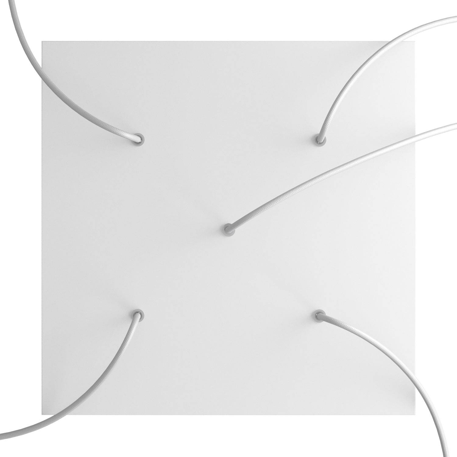 Rosone XXL Rose-One quadrato, 400 mm con 5 fori e 4 fori laterali - Bianco opaco Bianco