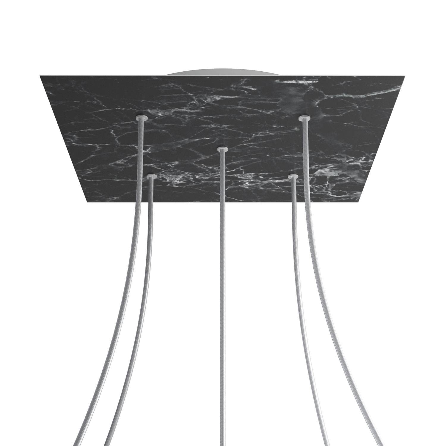 Rosone XXL Rose-One quadrato, 400 mm con 5 fori e 4 fori laterali - Marmo Marquina Bianco