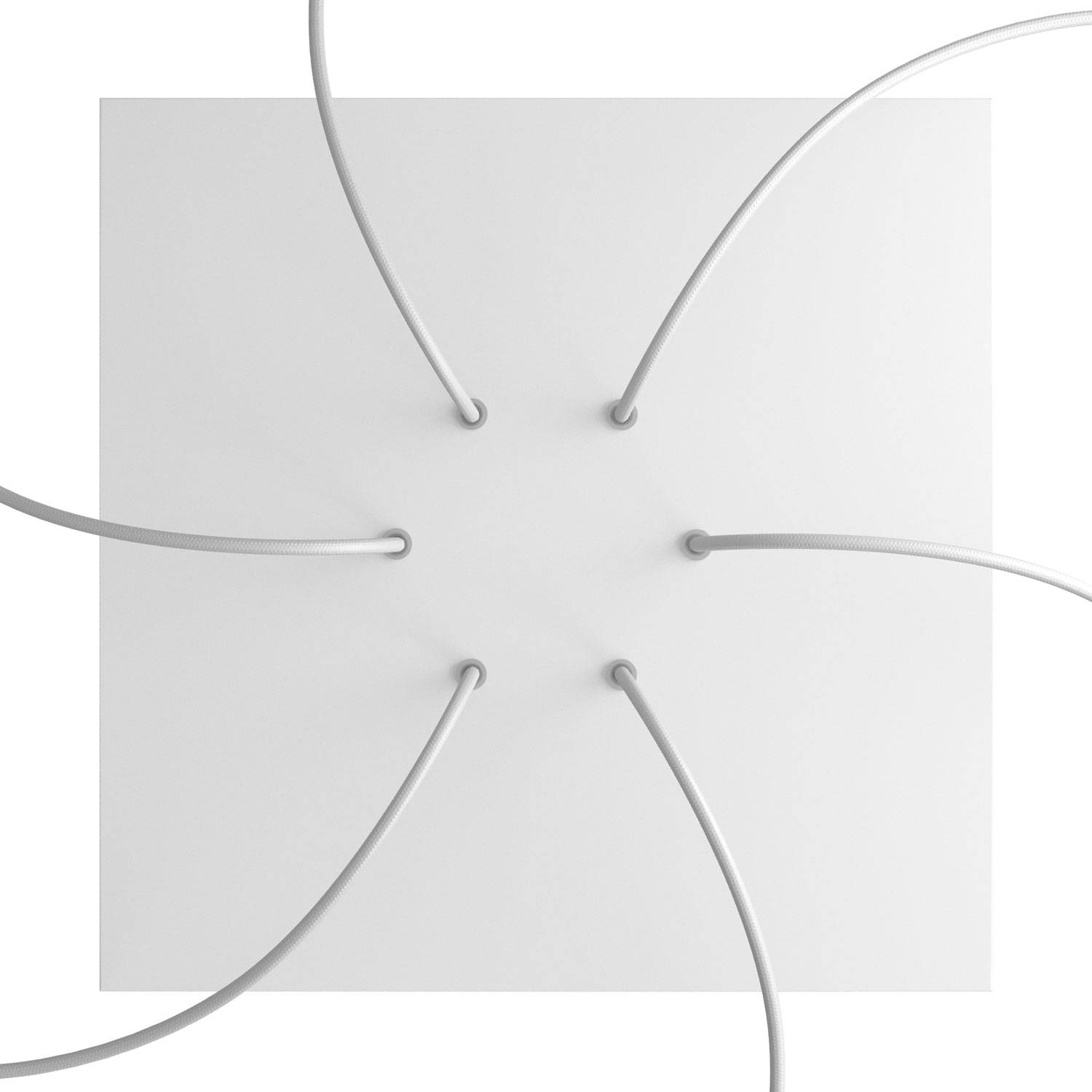 Rosone XXL Rose-One quadrato, 400 mm con 6 fori e 4 fori laterali - Bianco opaco Bianco