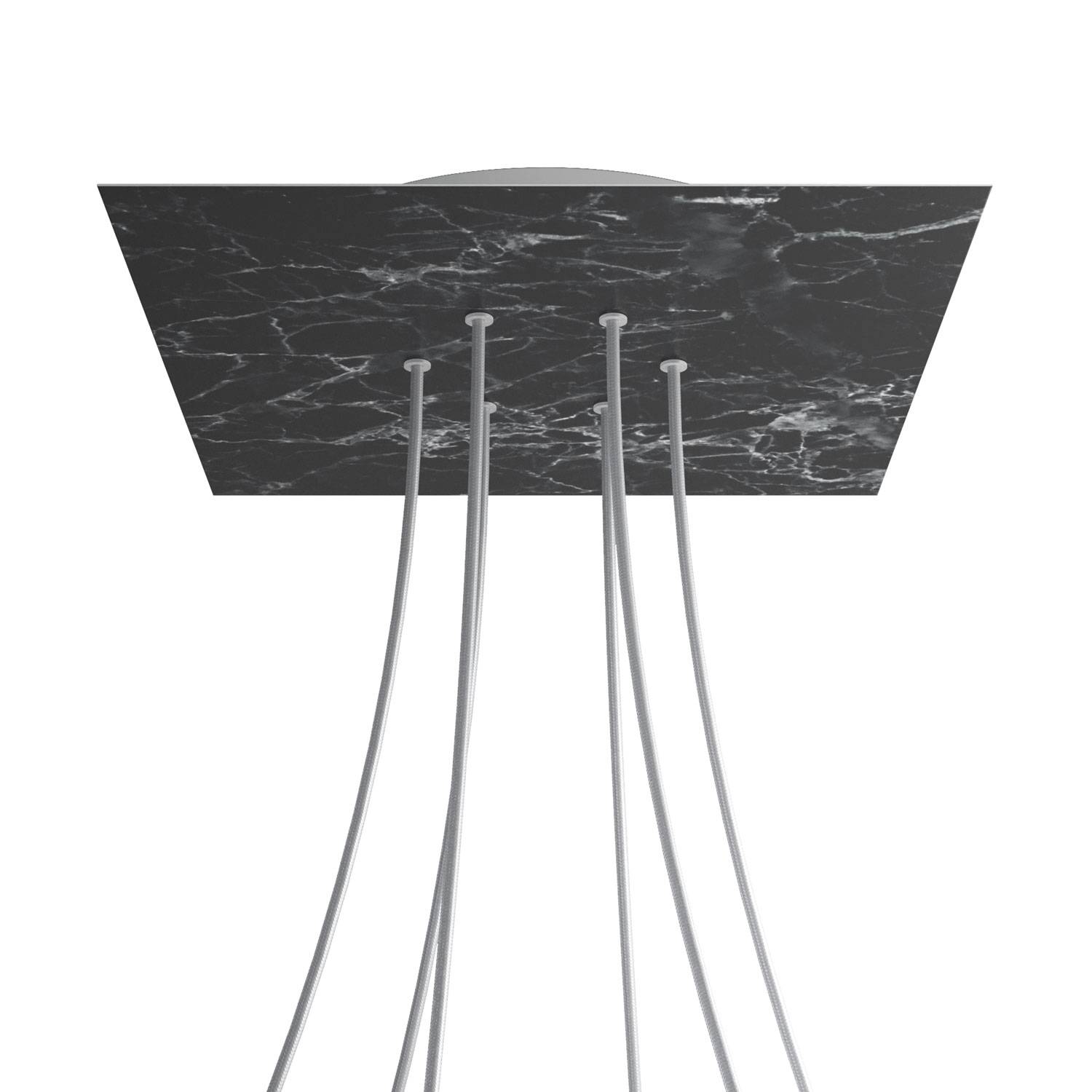 Rosone XXL Rose-One quadrato, 400 mm con 6 fori e 4 fori laterali - Marmo Marquina Bianco